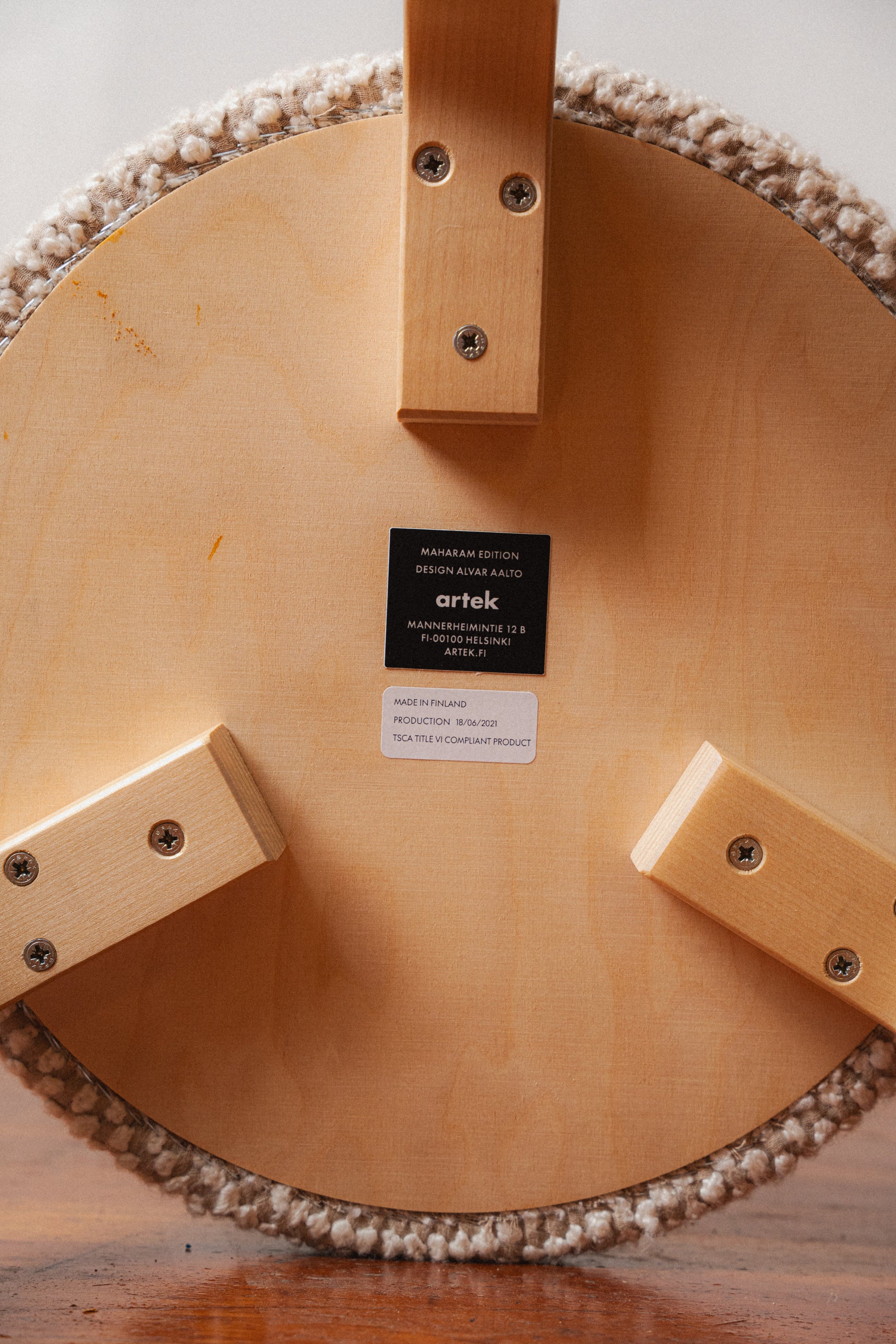 'Stool 60' Maraham Edition in 'Huddle' Textile by Alvar Aalto for Artek