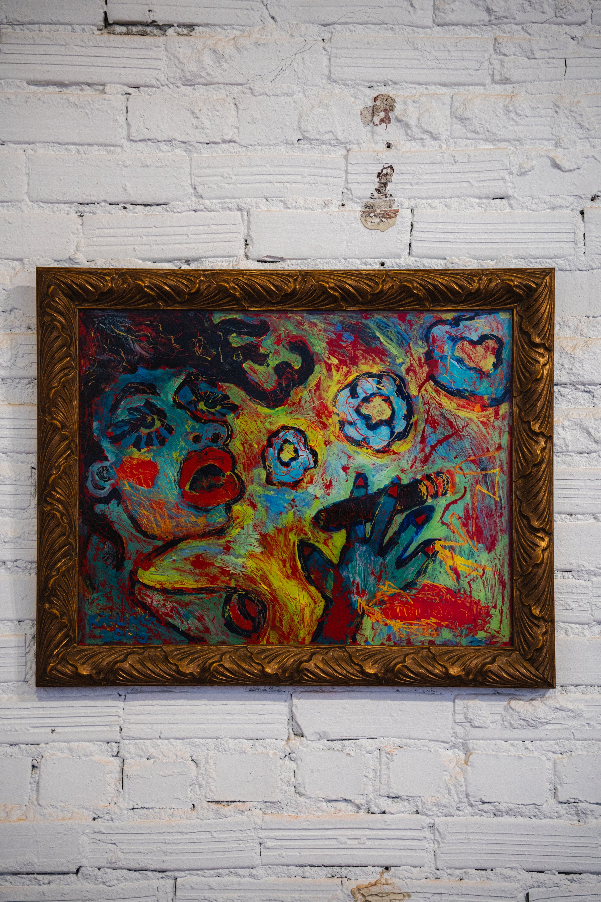 ‘Foglietta’ Reverse Painted Acrylic on Glass, 2005  By Brian Kielin. Signed.