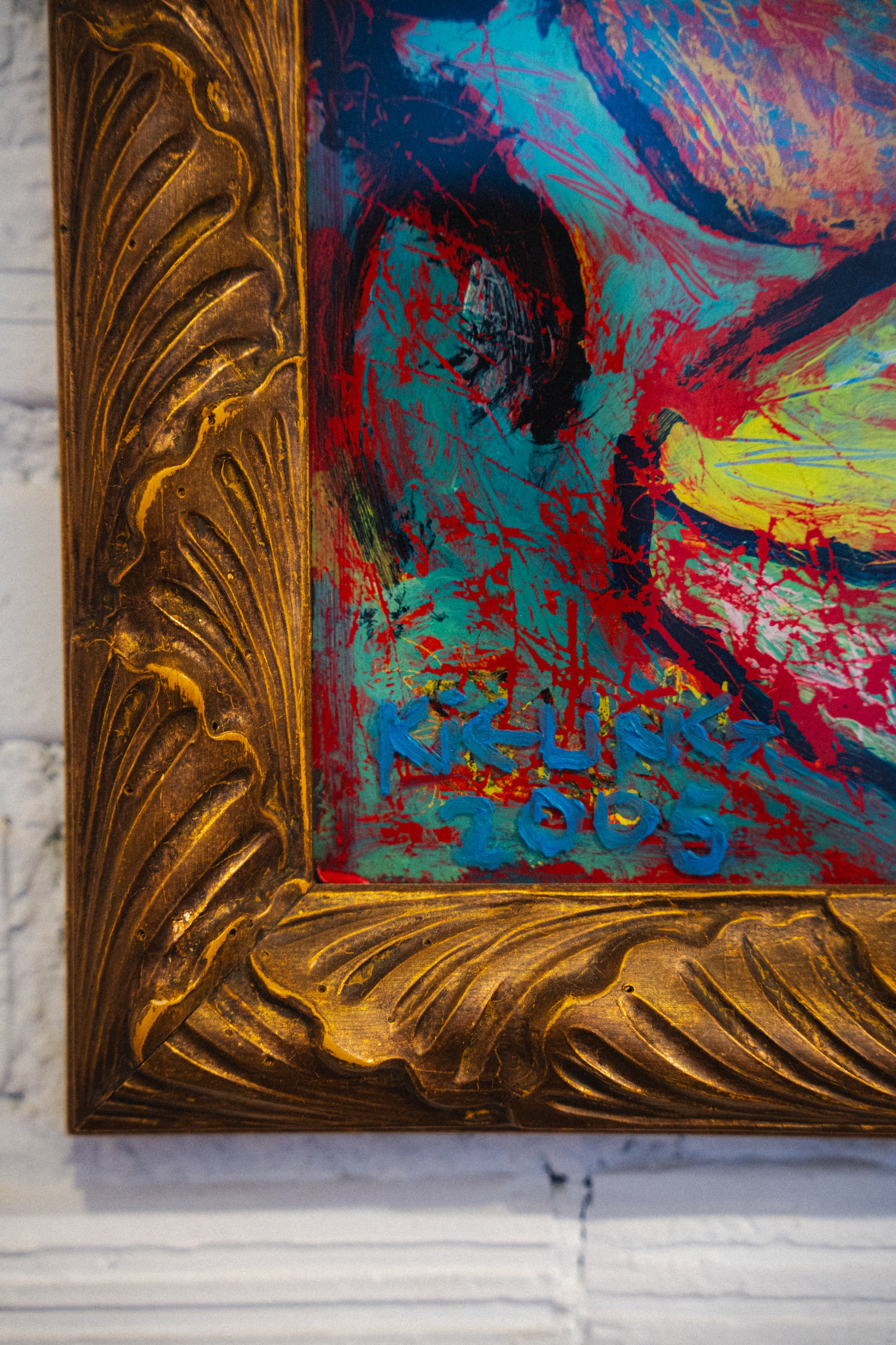 ‘Foglietta’ Reverse Painted Acrylic on Glass, 2005  By Brian Kielin. Signed.