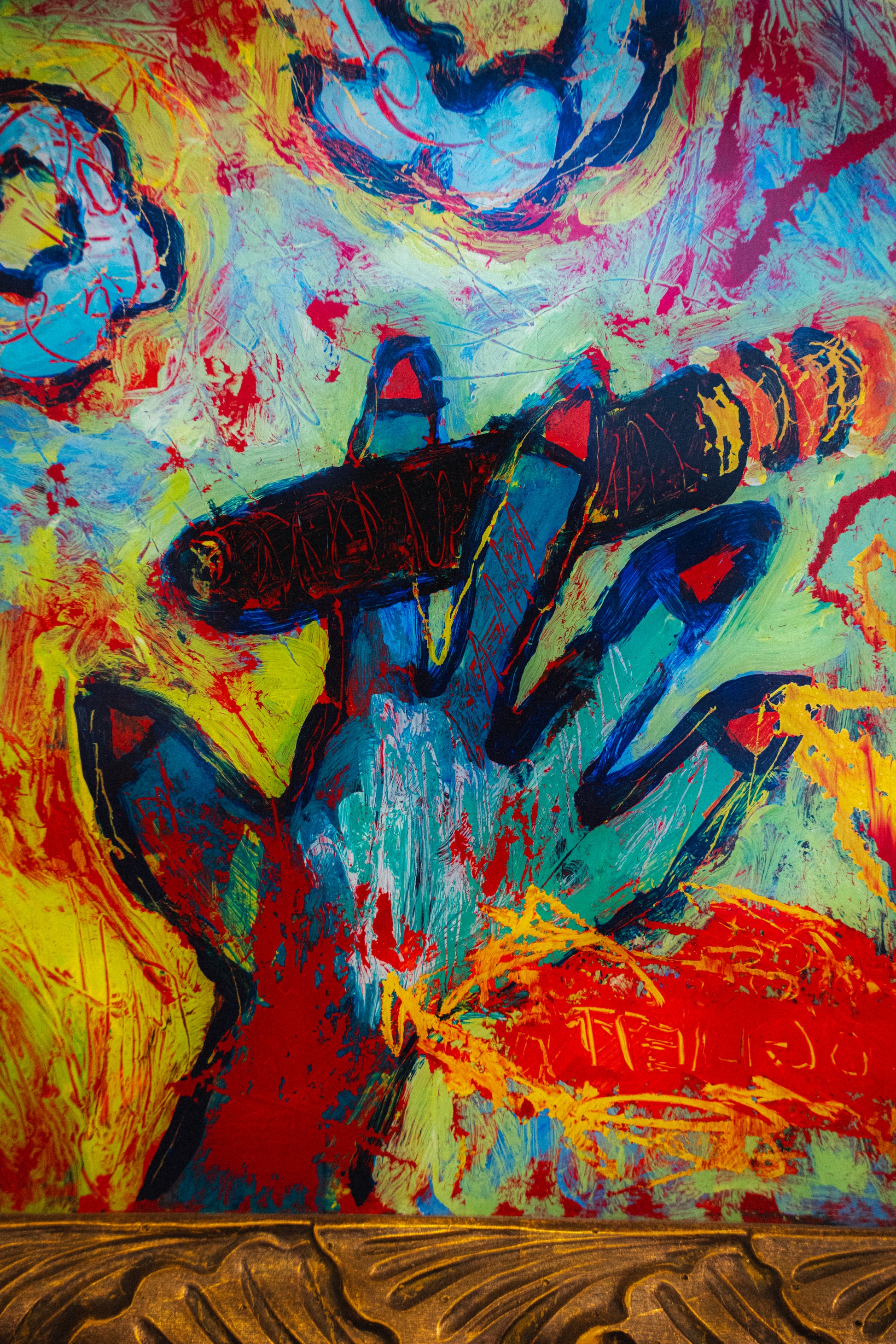 ‘Foglietta’ Reverse Painted Acrylic on Glass, 2005  By Brian Kielin. Signed.