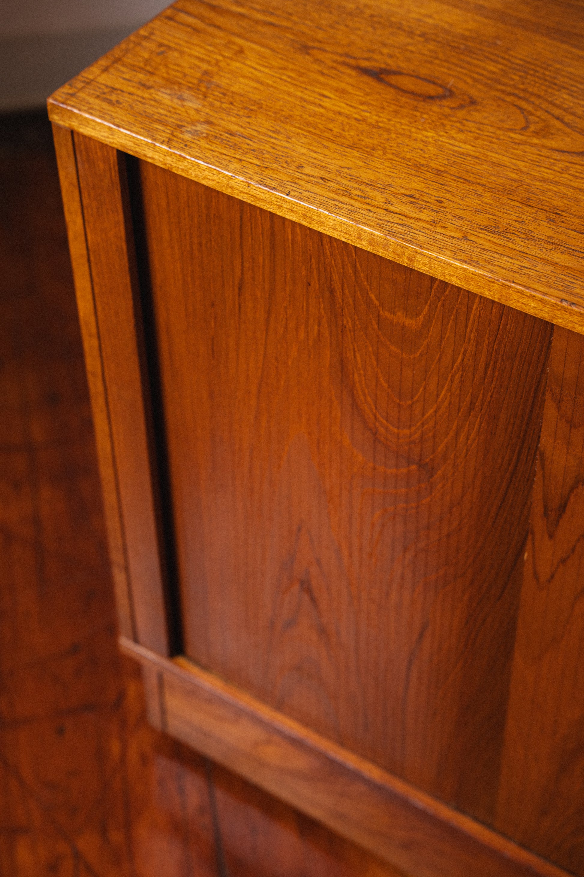 Teak Tambour-Door Credenza