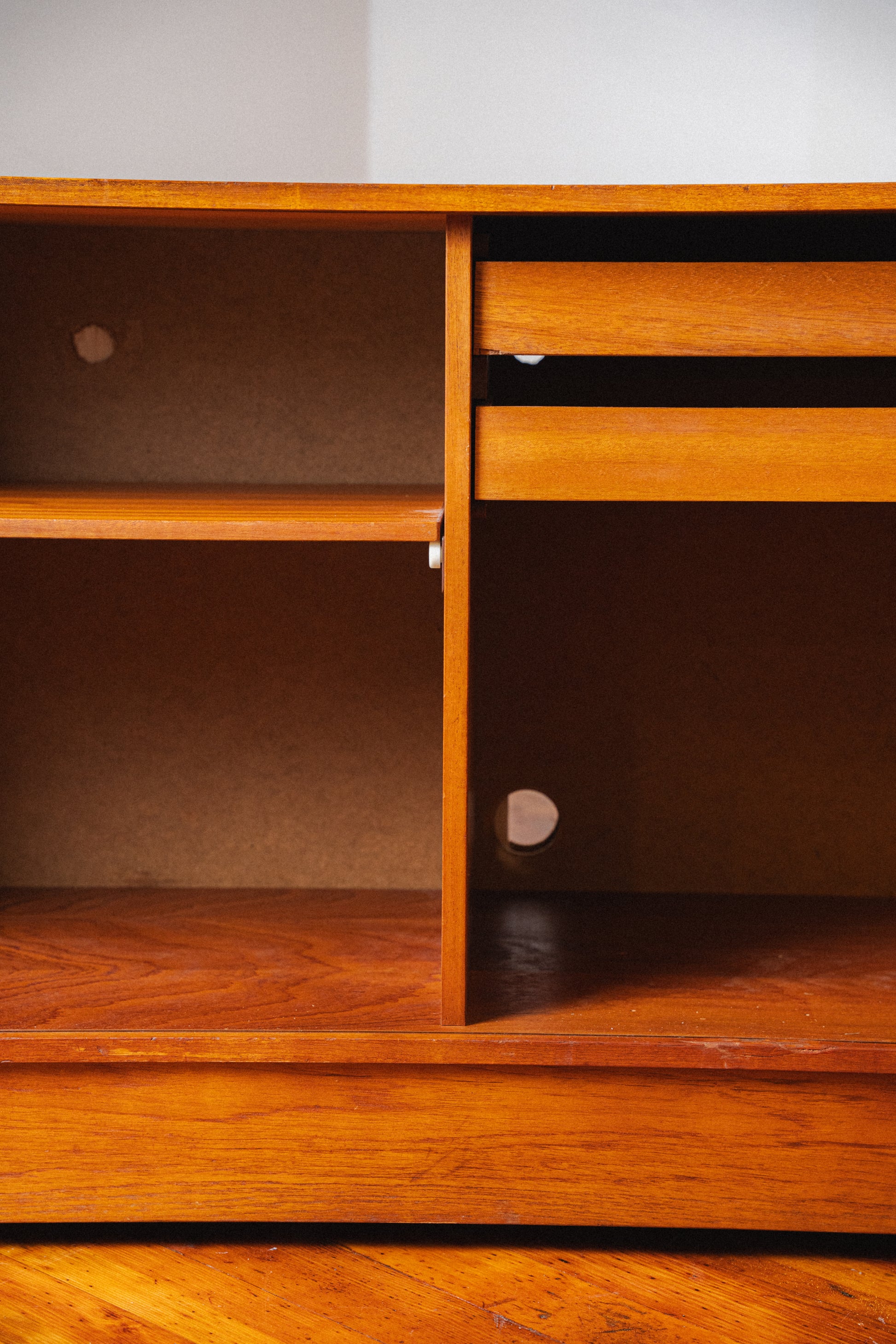 Teak Tambour-Door Credenza