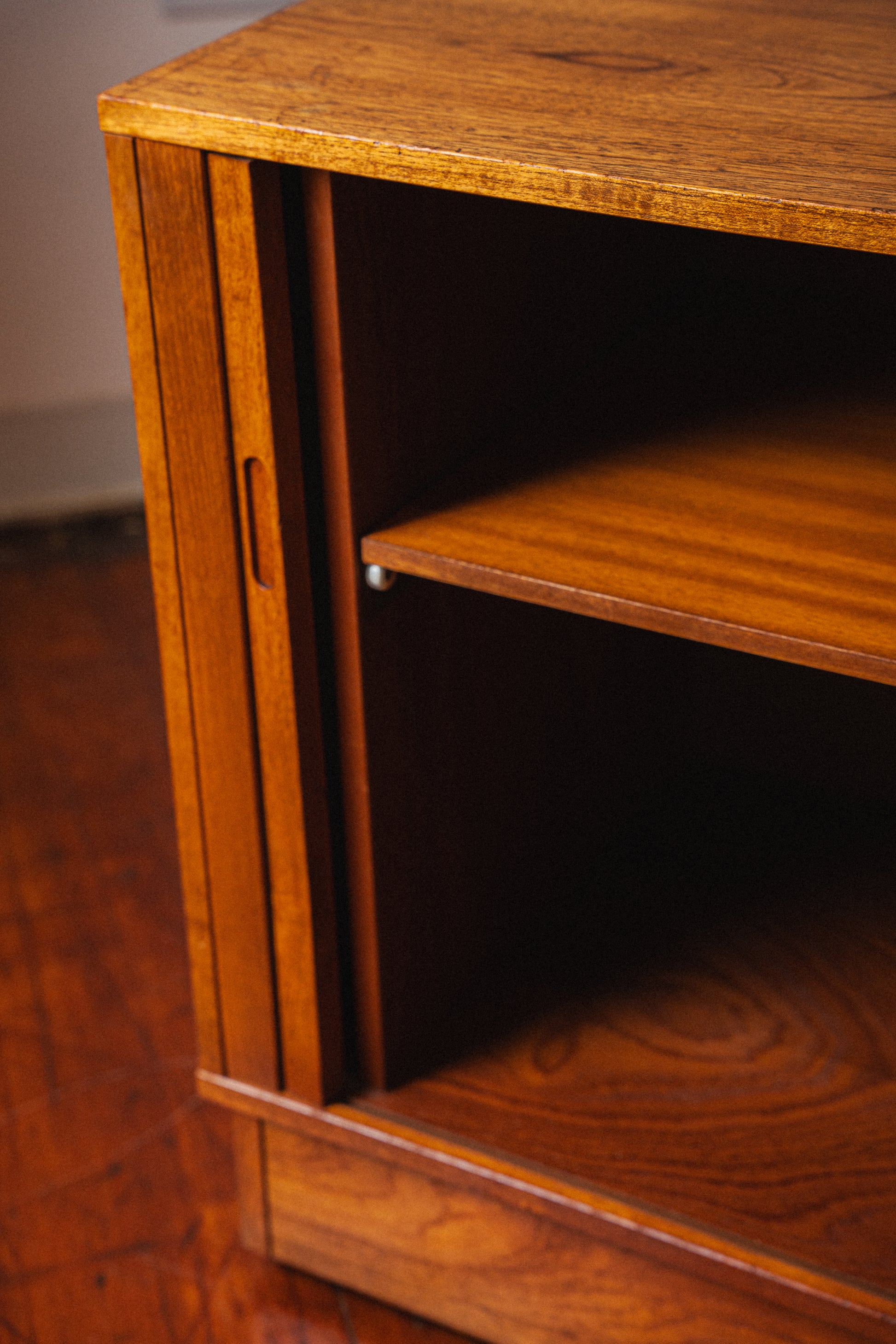 Teak Tambour-Door Credenza