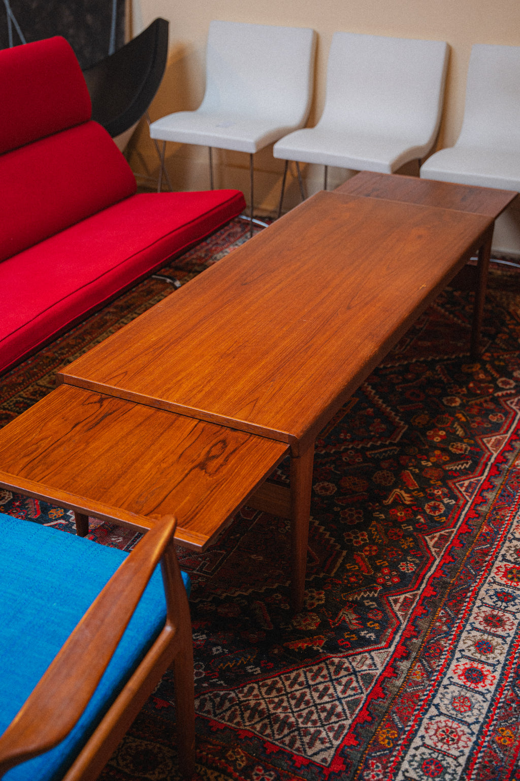 Danish Extendable Coffee Table in Teak by Illum Wikkelso for Koefoeds Mobelfabrik