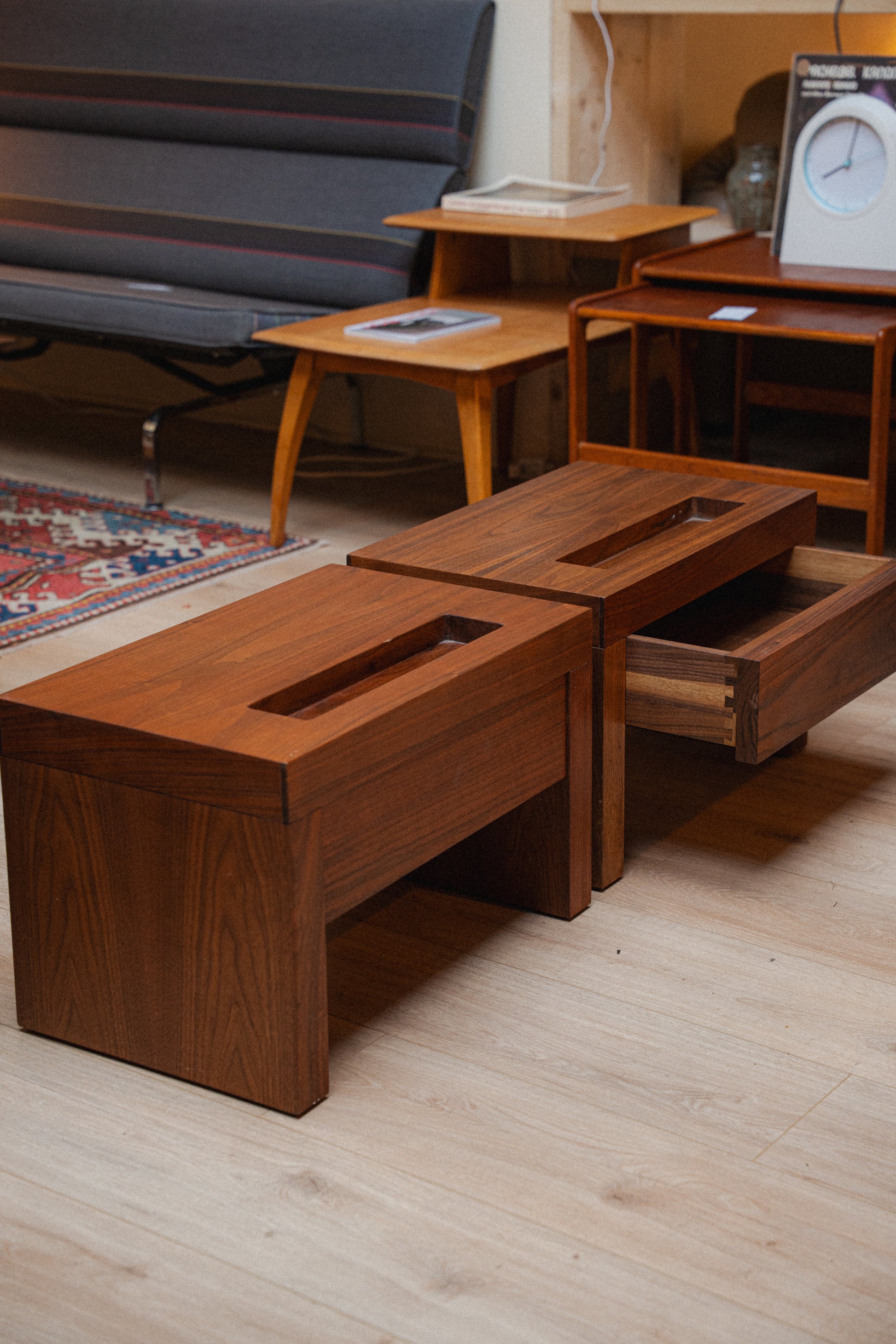 Solid Walnut Nightstands (Pair) by Terry Dwan for Riva 1920