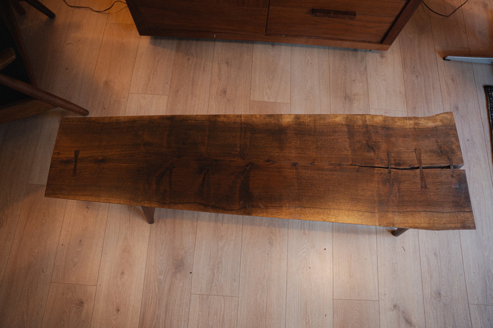 Live-Edge Solid Walnut Coffee Table/Bench