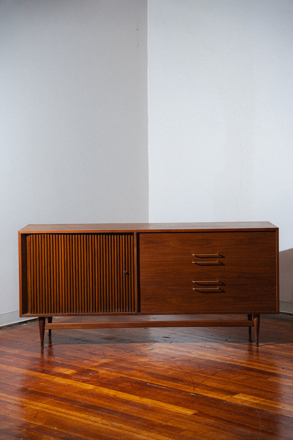 Restored Walnut Tambour-Door Dresser/Sideboard