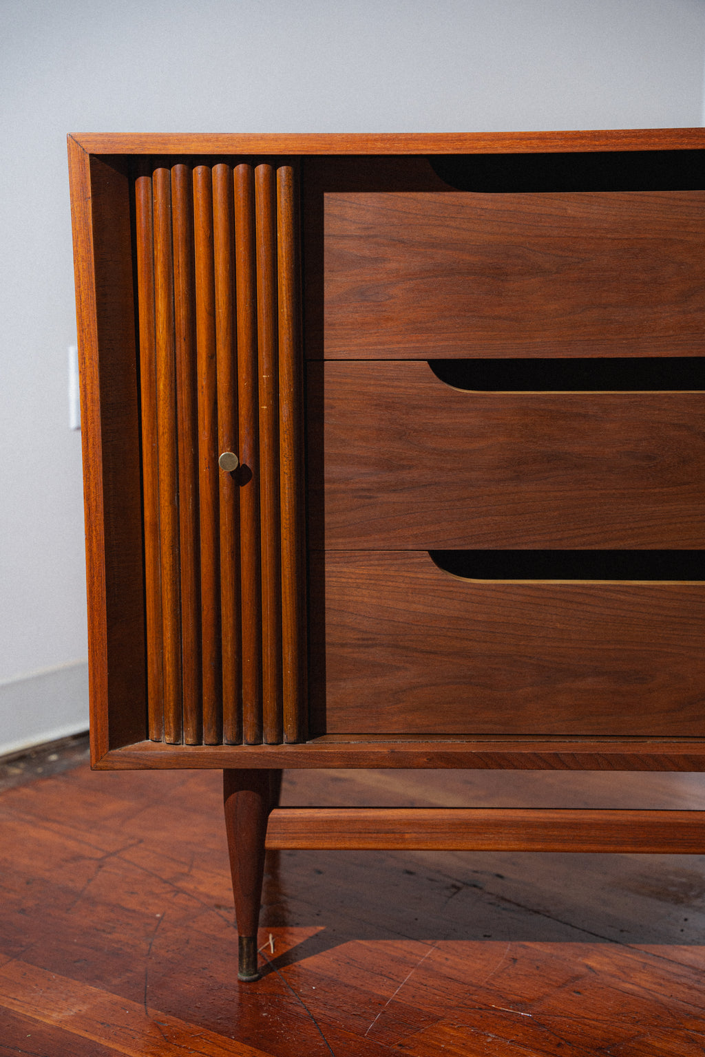 Restored Walnut Tambour-Door Dresser/Sideboard