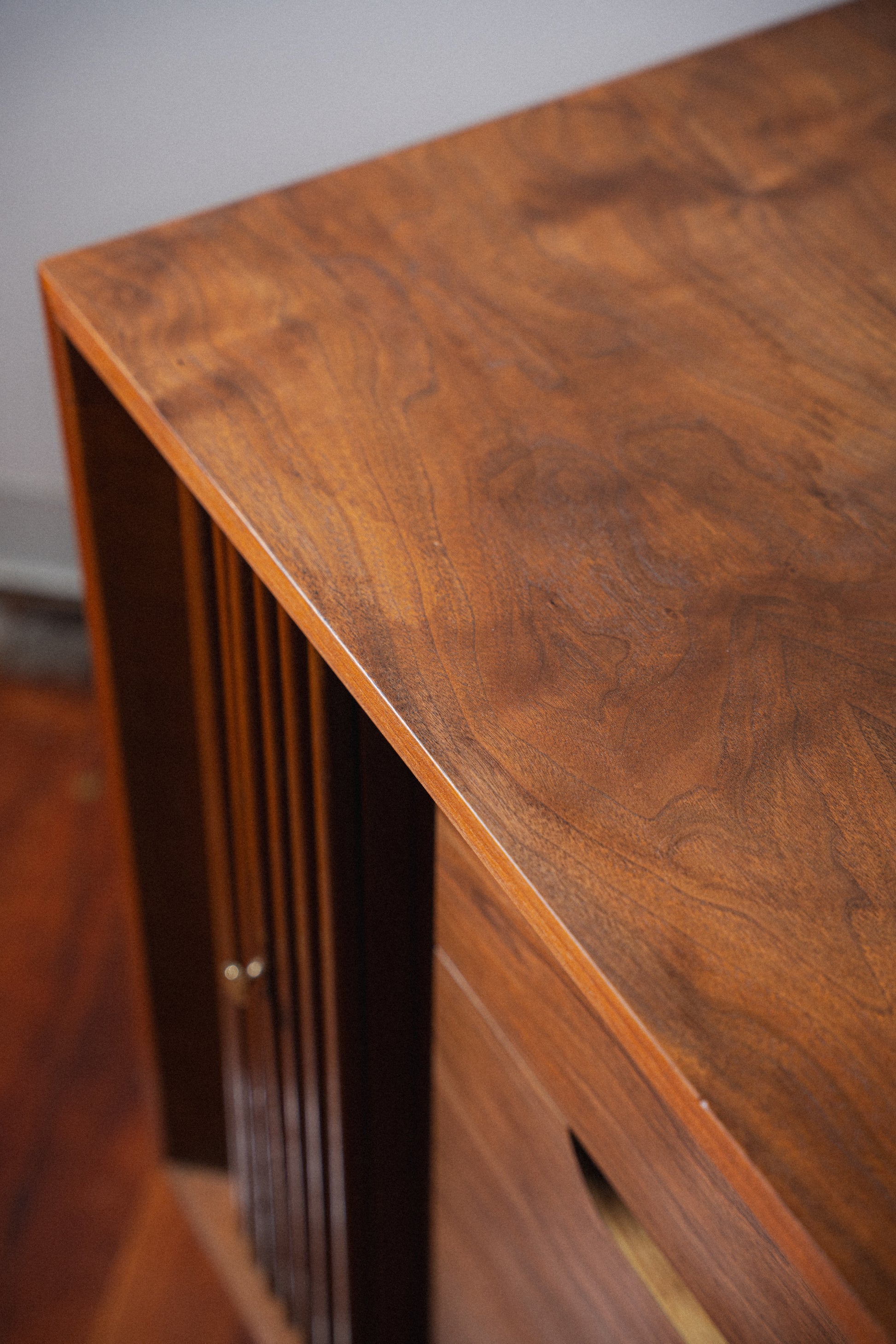 Restored Walnut Tambour-Door Dresser/Sideboard