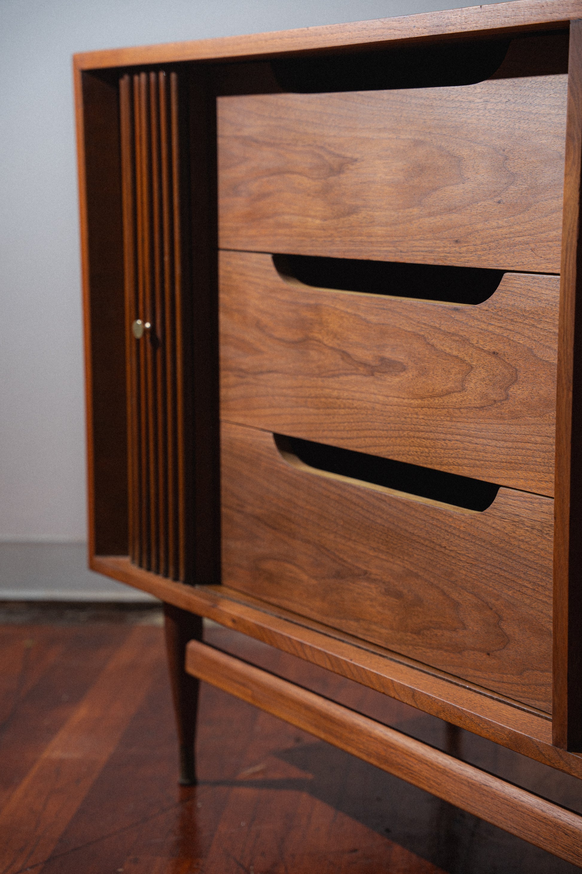 Restored Walnut Tambour-Door Dresser/Sideboard