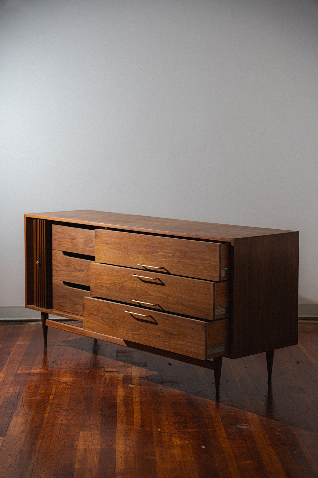Restored Walnut Tambour-Door Dresser/Sideboard