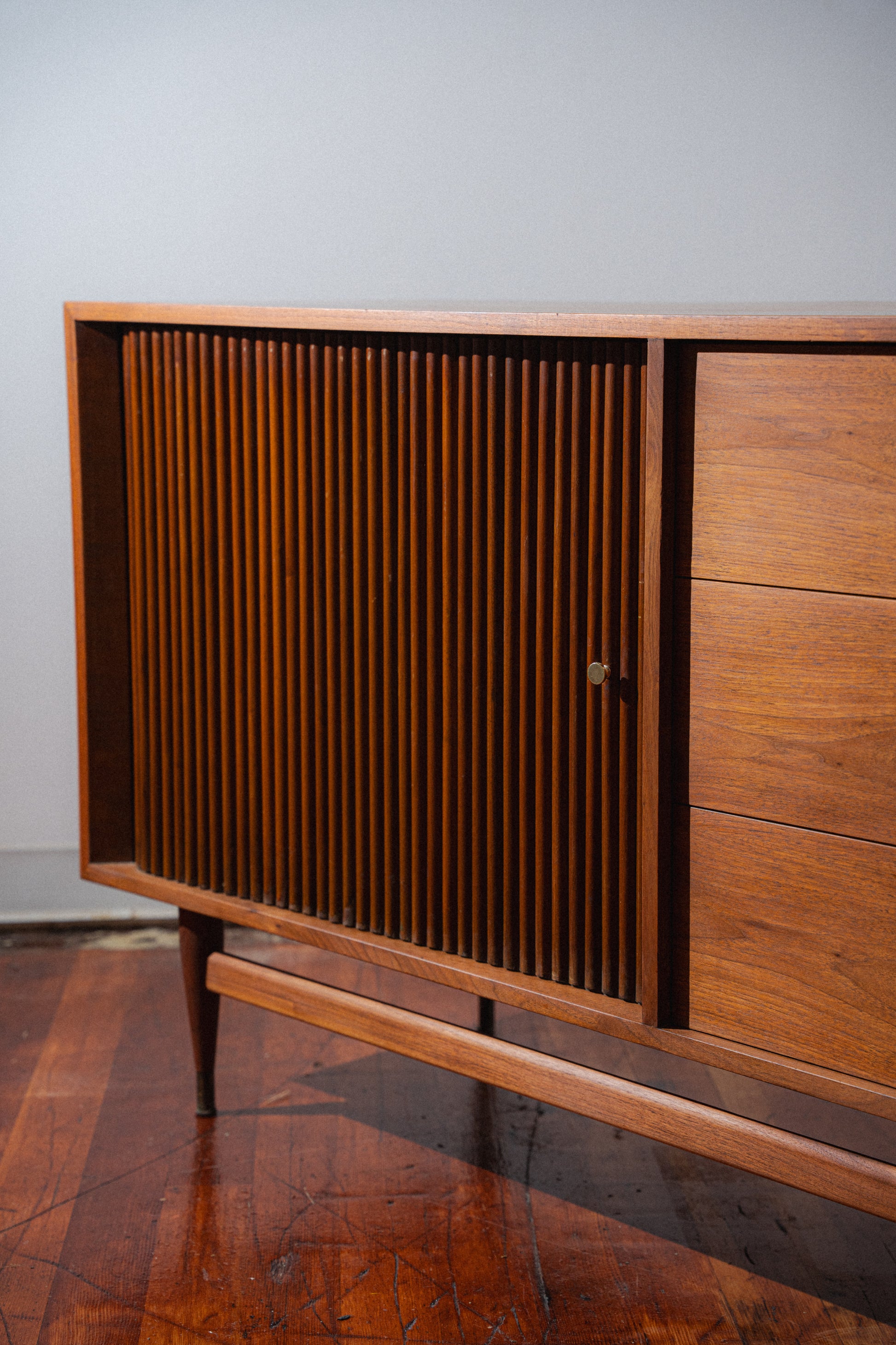 Restored Walnut Tambour-Door Dresser/Sideboard
