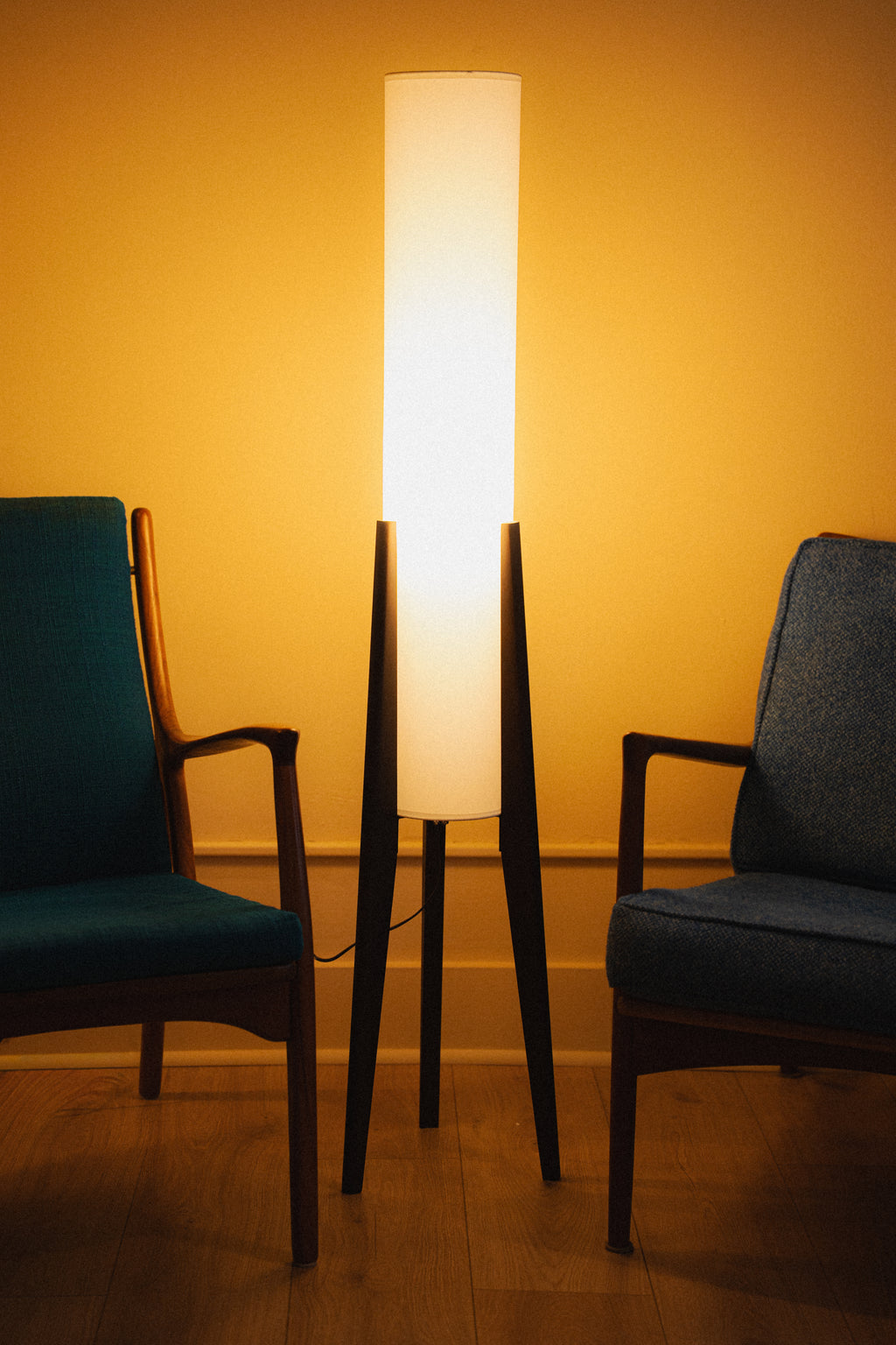 Walnut Tripod Floor Lamp