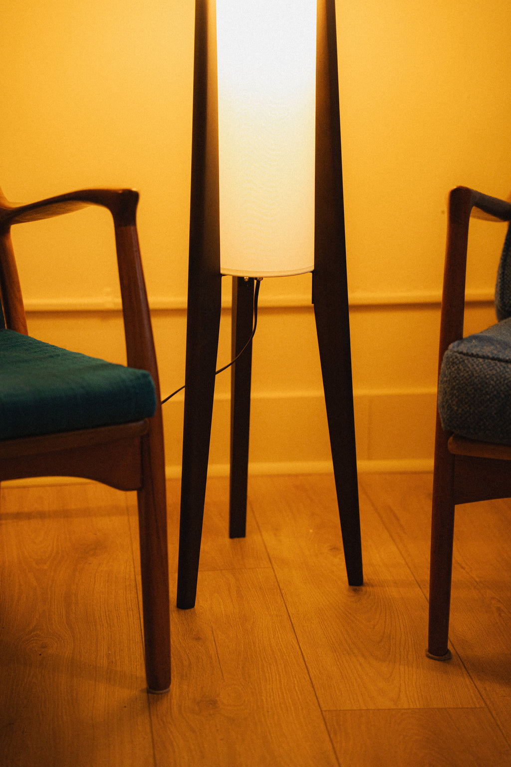 Walnut Tripod Floor Lamp
