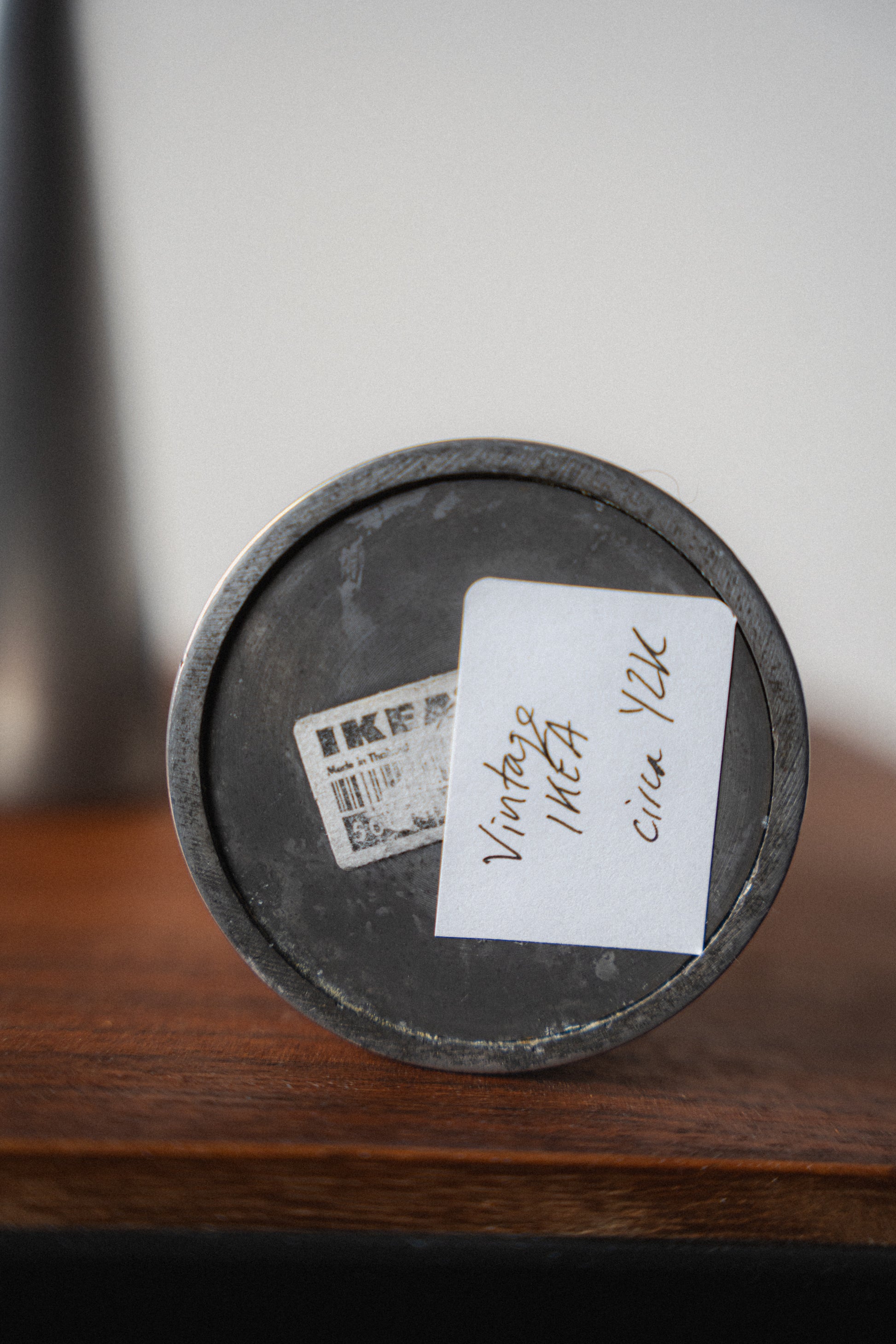 Vintage IKEA Steel Candlesticks w/ Candles (Pair)