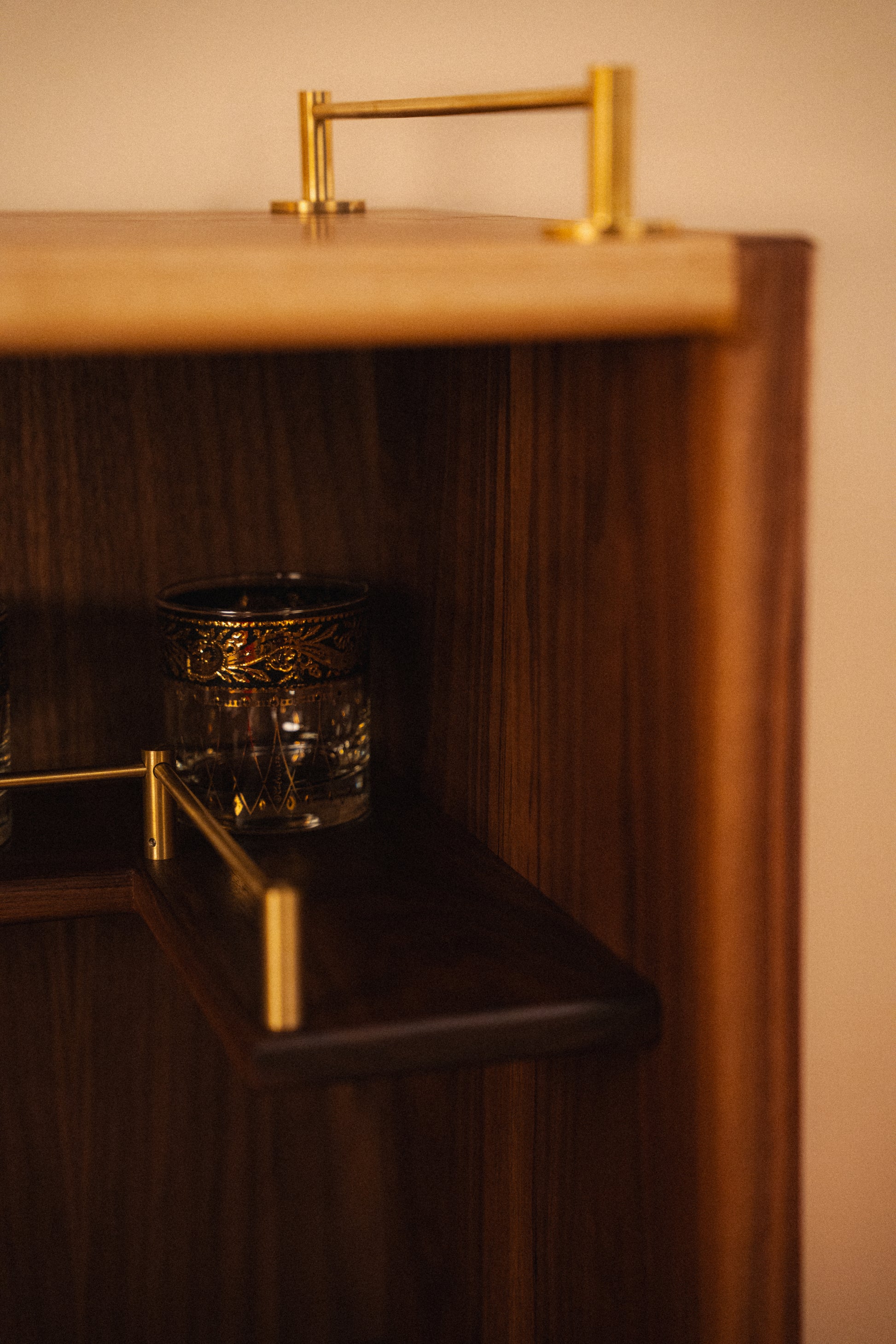 Walnut & Brass Bar Cabinet by Griffin Lockhart for Late Night Woodworking
