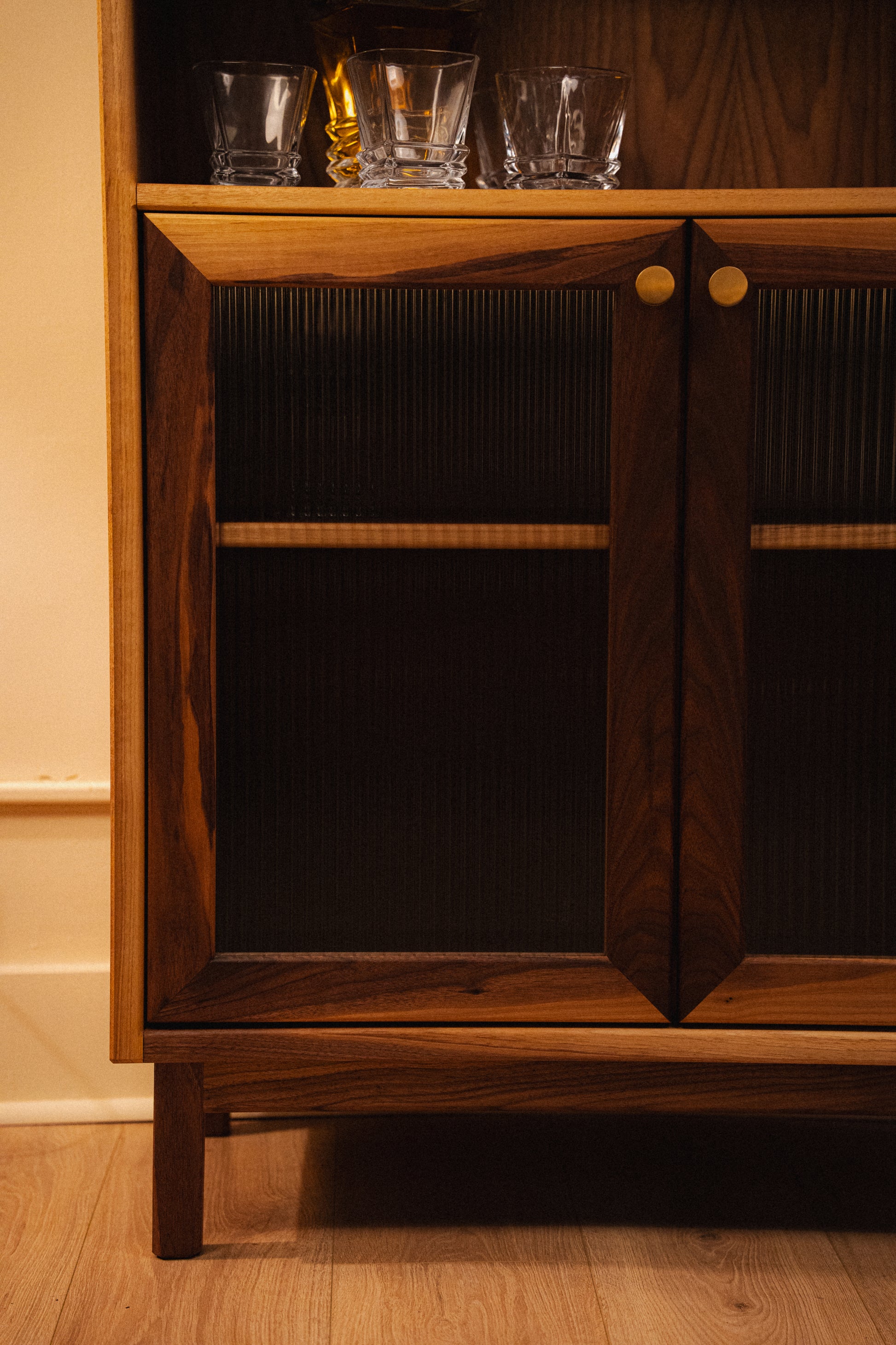 Walnut & Brass Bar Cabinet by Griffin Lockhart for Late Night Woodworking