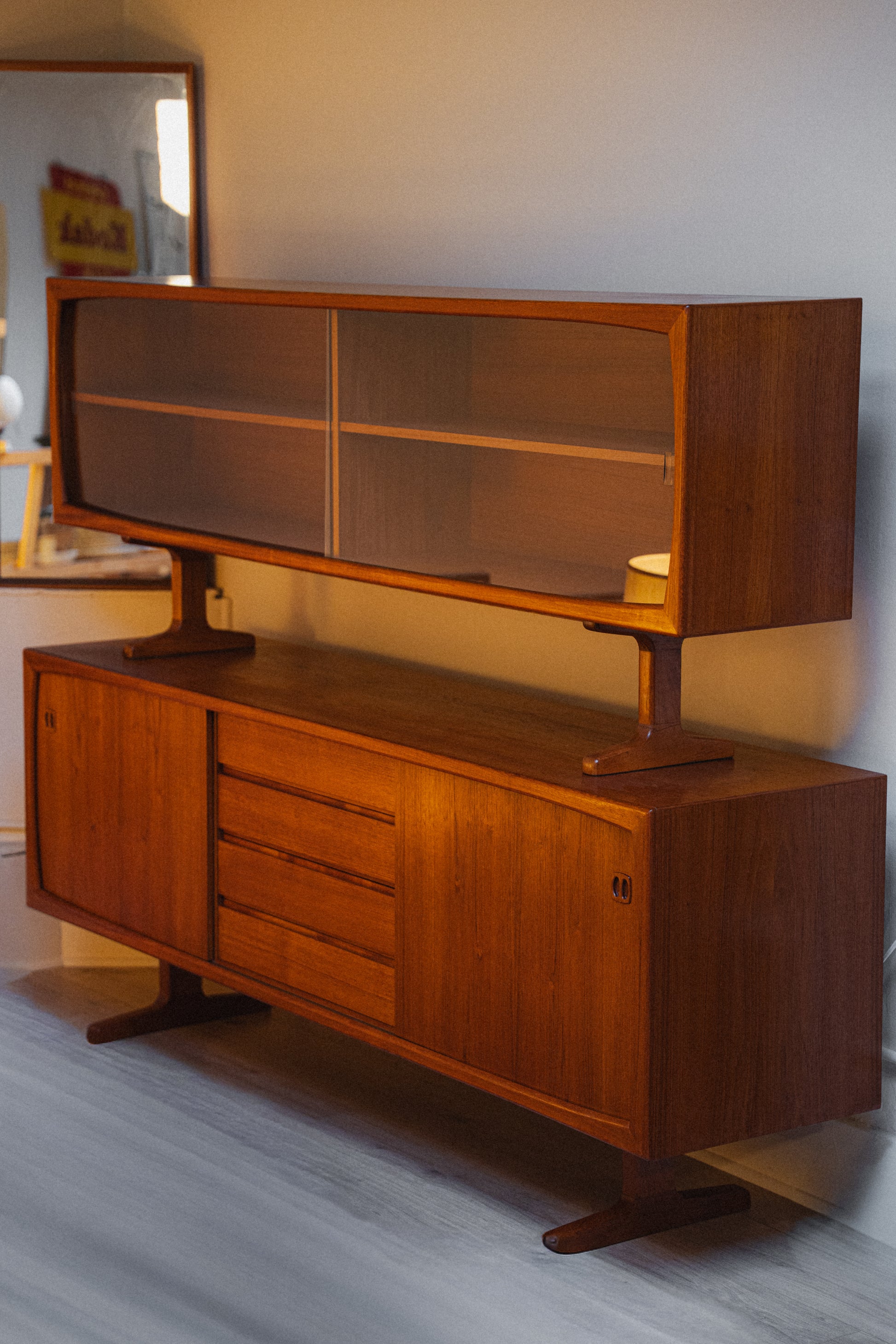 Danish Teak Credenza w/ Hutch Top