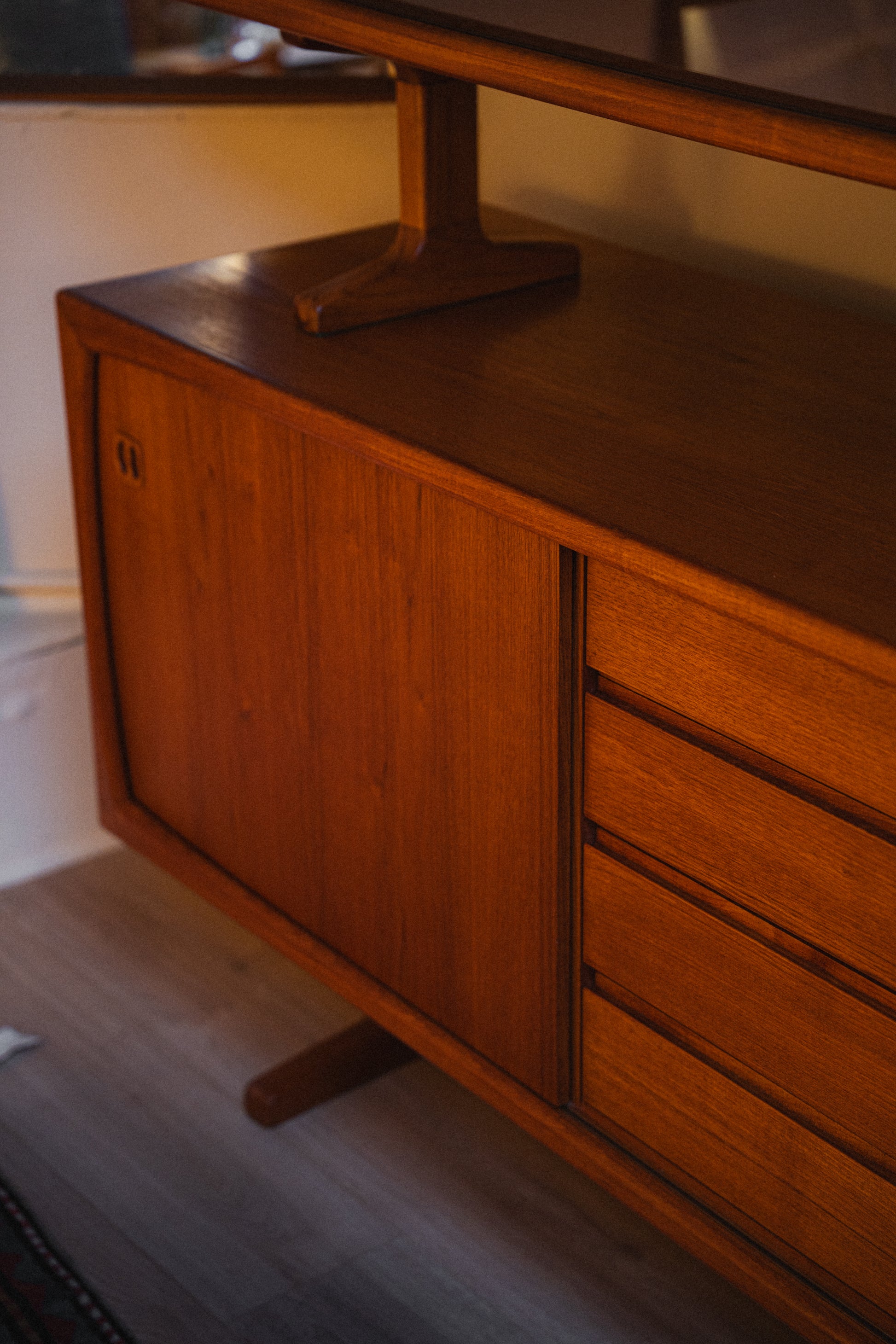 Danish Teak Credenza w/ Hutch Top