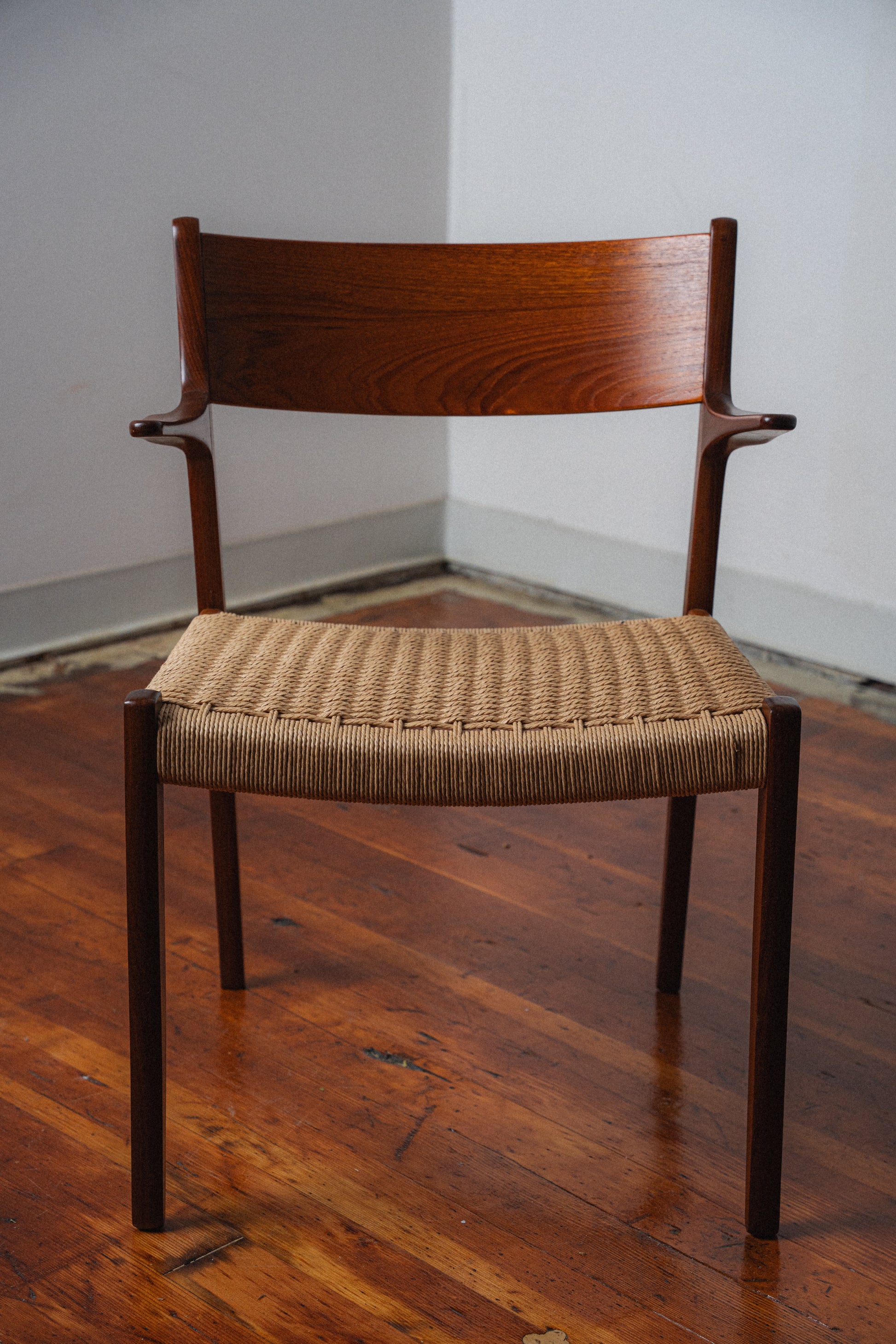 Danish Teak & Paper Cord Armchairs
