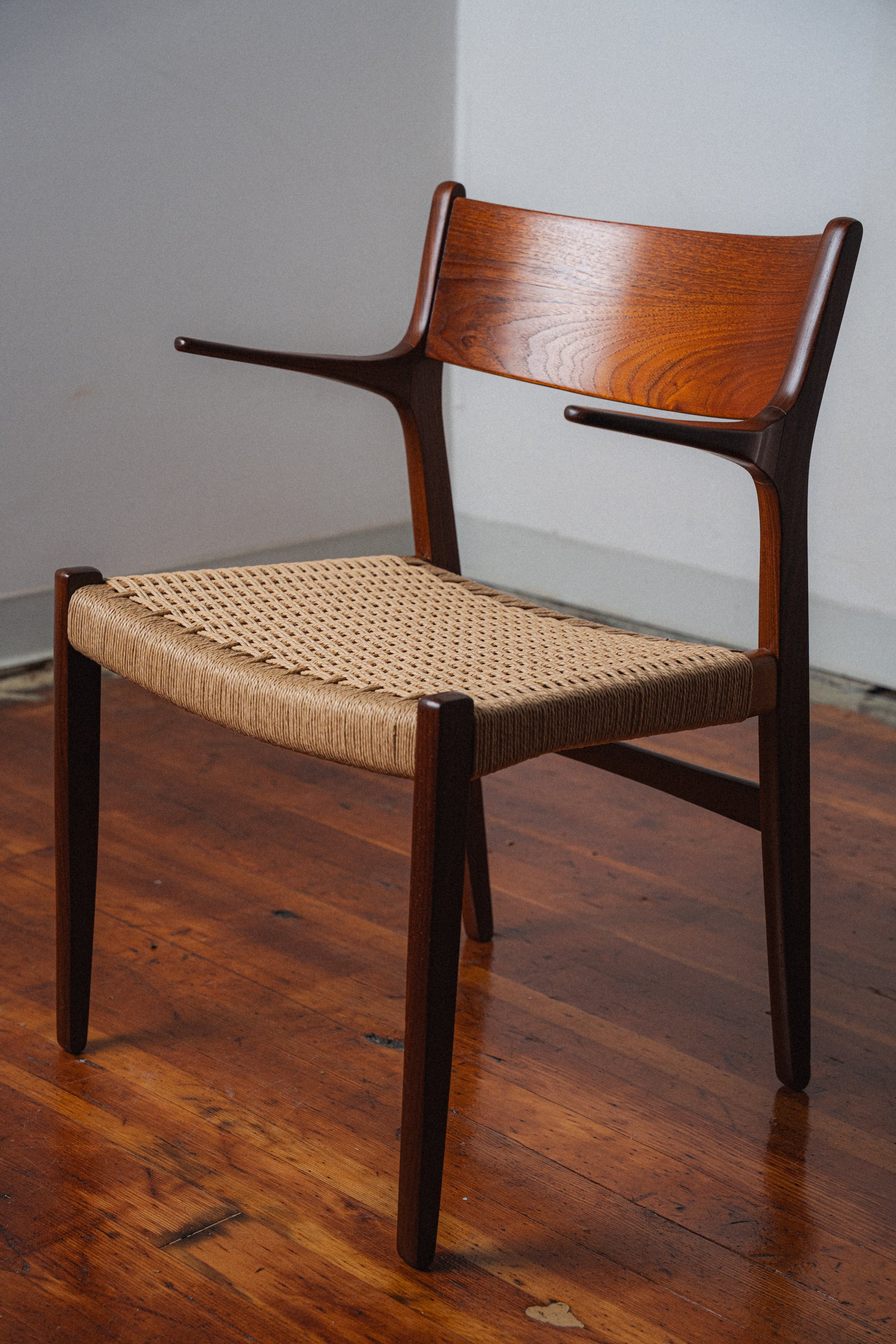 Danish Teak & Paper Cord Armchairs