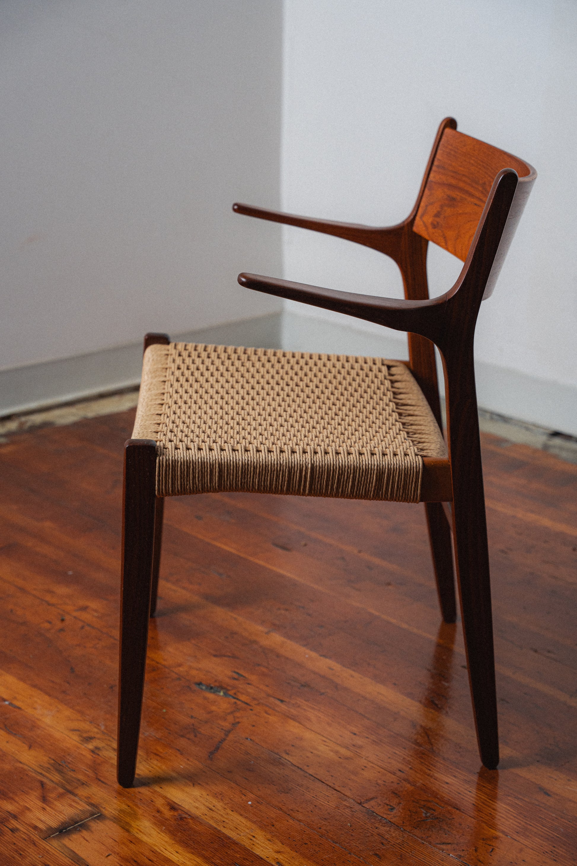Danish Teak & Paper Cord Armchairs