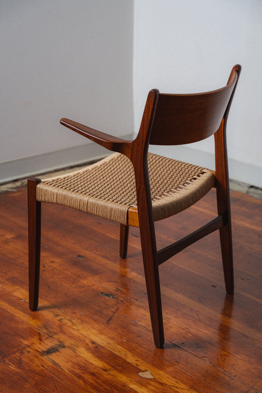 Danish Teak & Paper Cord Armchairs