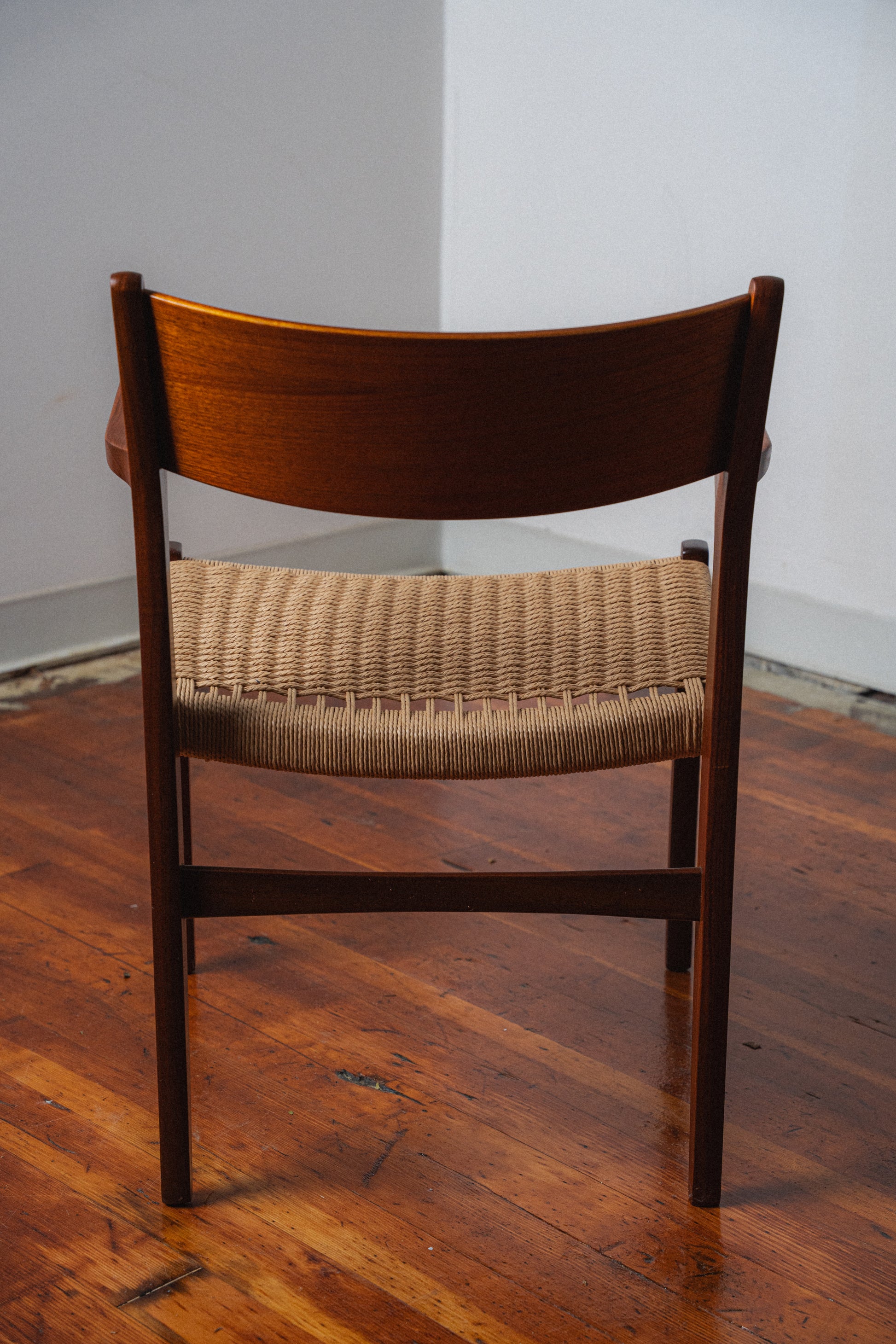 Danish Teak & Paper Cord Armchairs