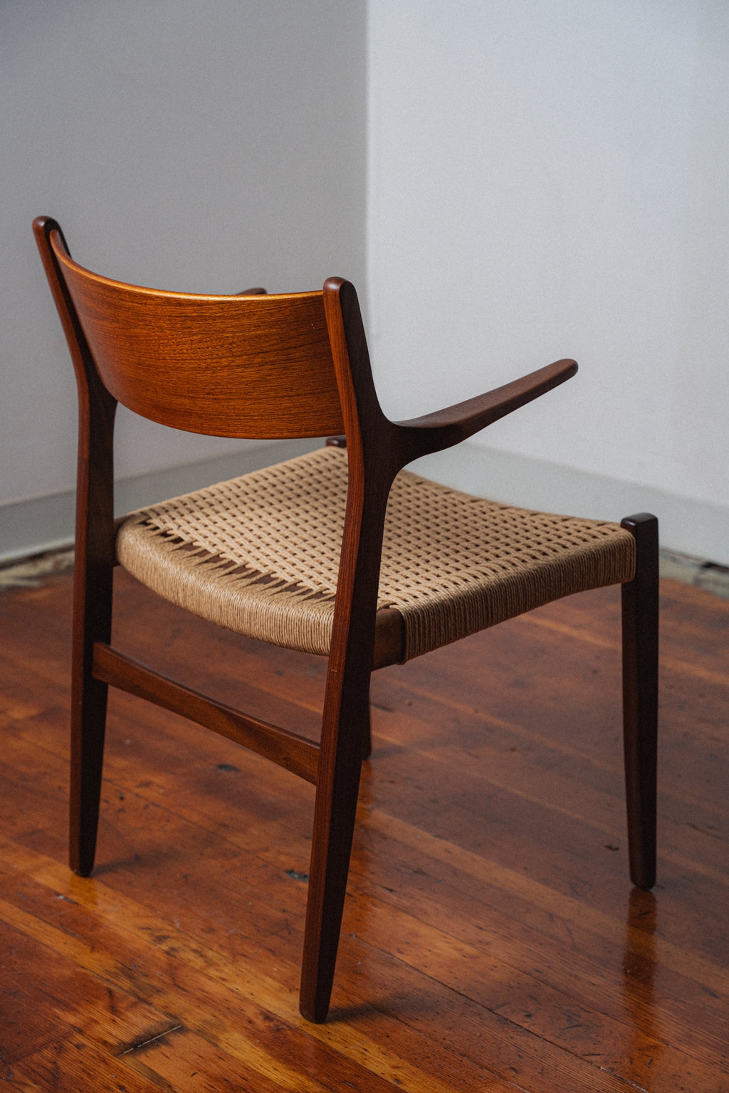 Danish Teak & Paper Cord Armchairs