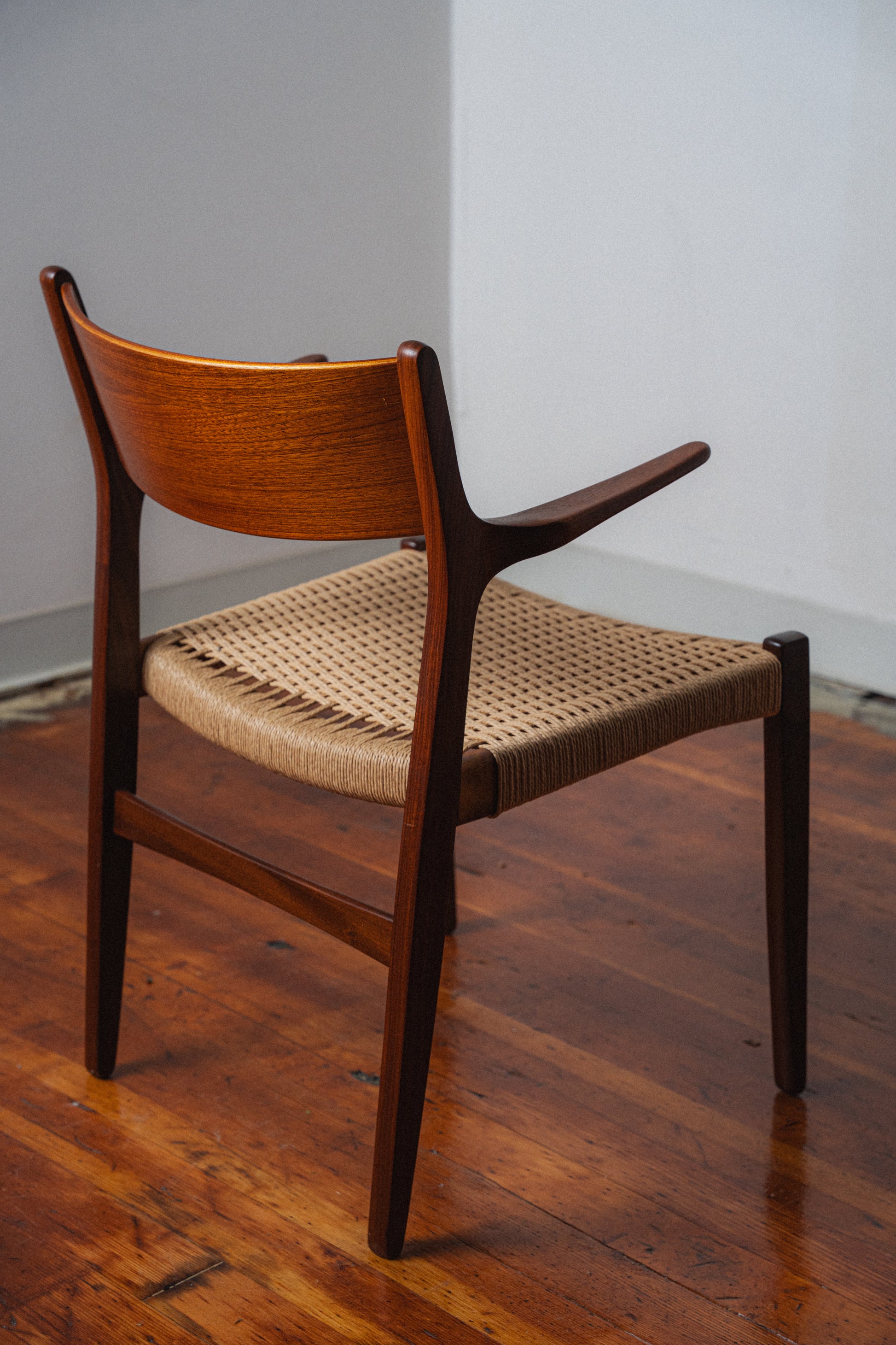 Danish Teak & Paper Cord Armchairs