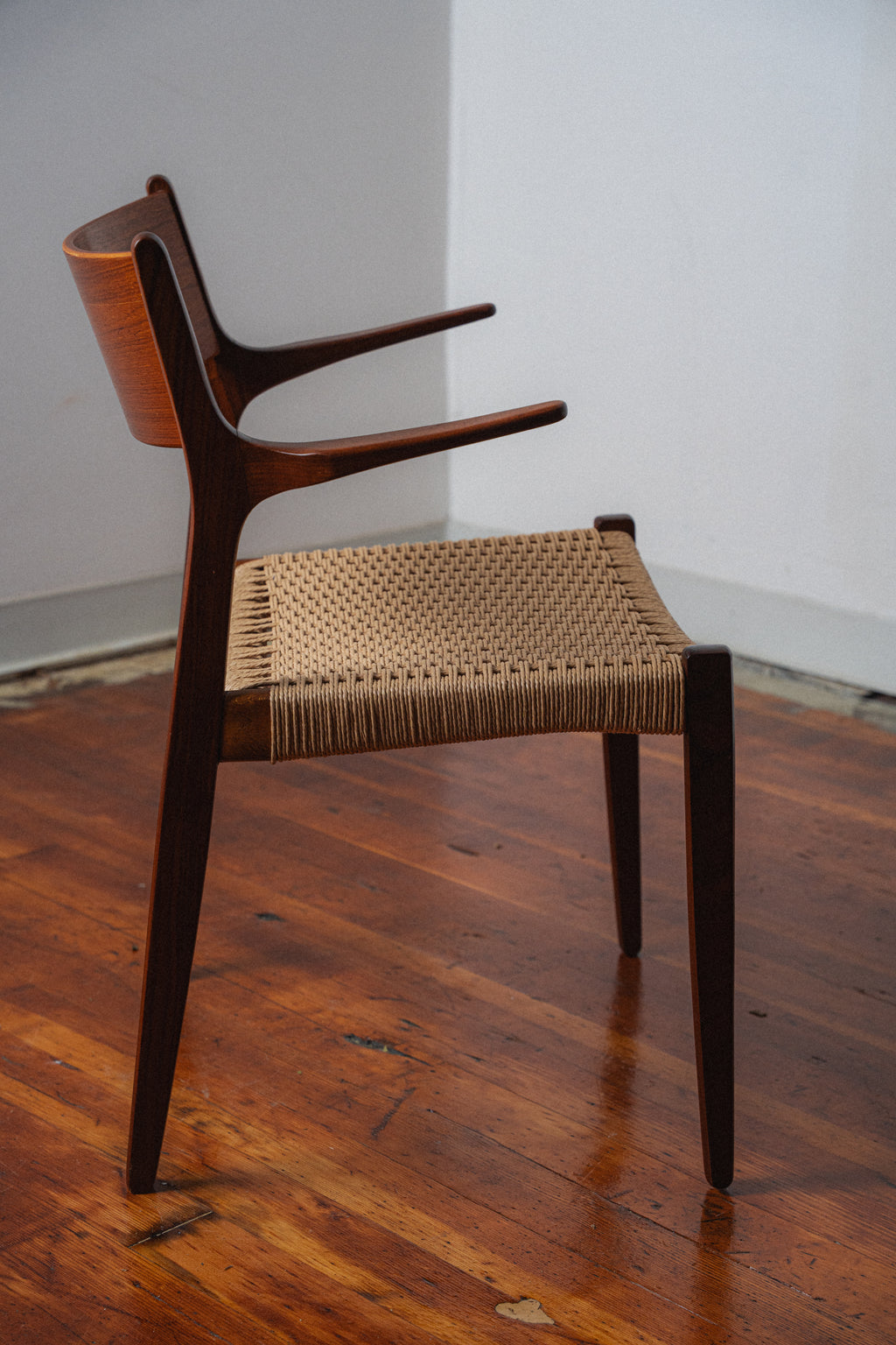 Danish Teak & Paper Cord Armchairs