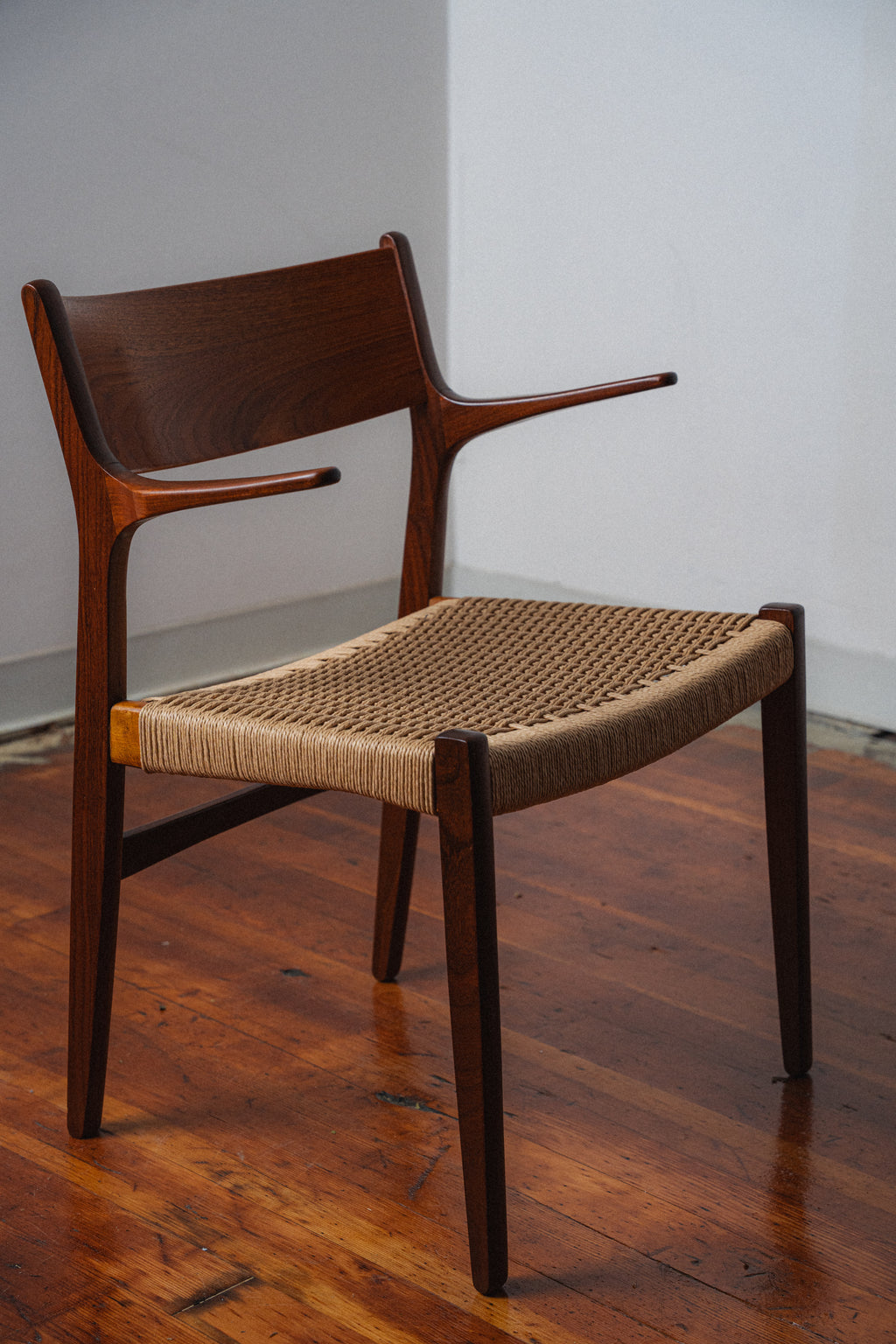 Danish Teak & Paper Cord Armchairs