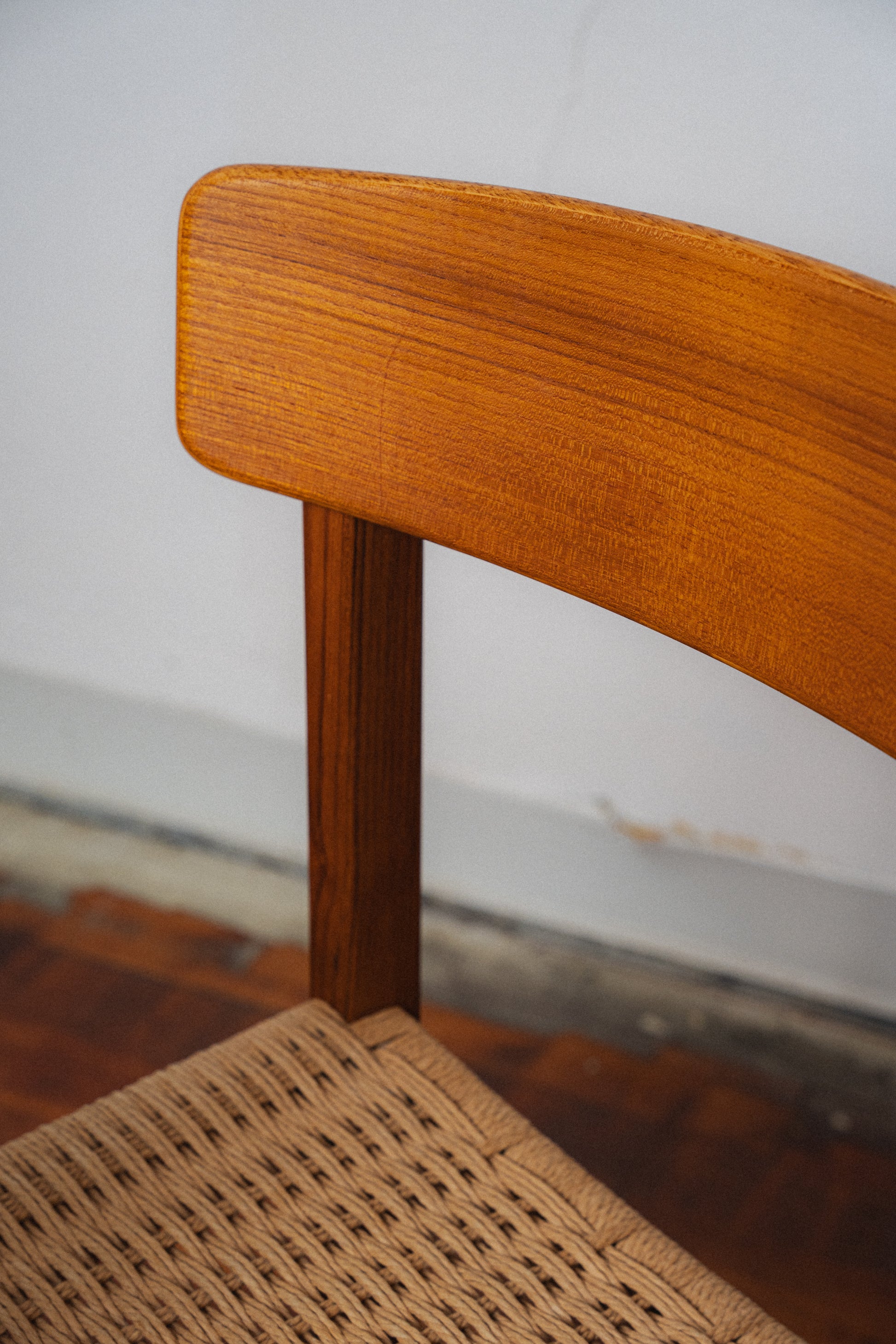 Danish Teak & Paper Cord Dining Chairs (Set of 4)