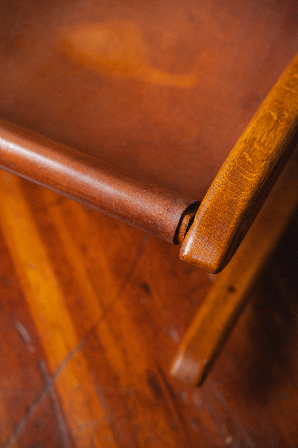 Studio Oak and Leather Hide Lounge Chair by Norman Ridenour