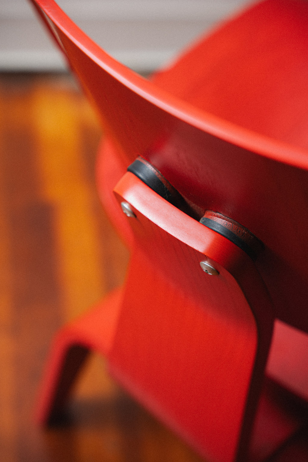 Red Eames LCW by Charles and Ray Eames for Herman Miller