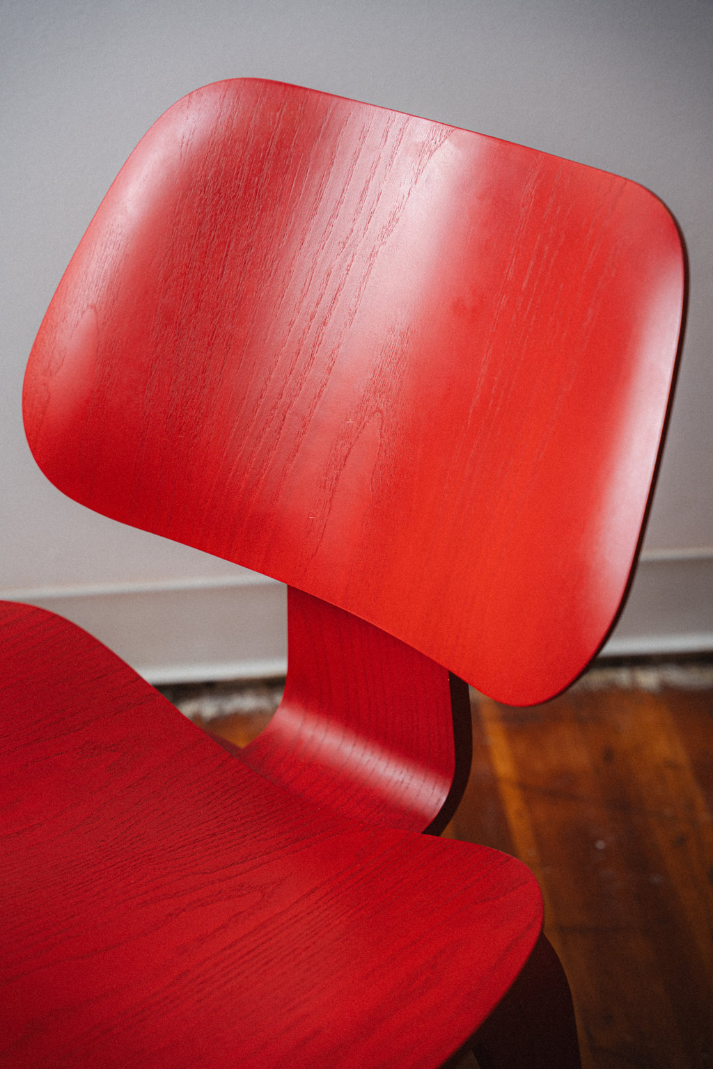 Red Eames LCW by Charles and Ray Eames for Herman Miller