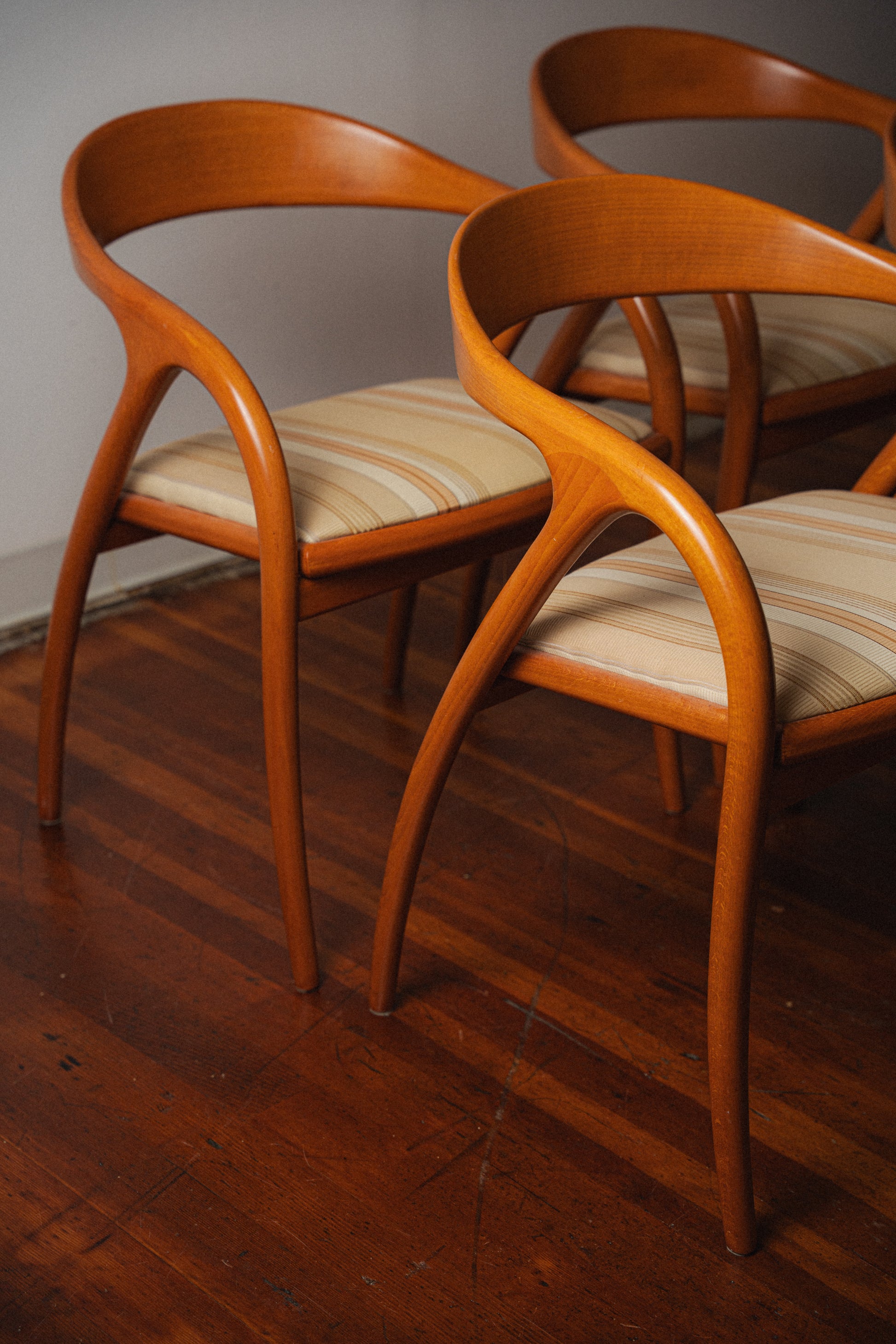 Italian Postmodern Sculptured Cherrywood Chairs by Antonio Sibau (Set of 4)