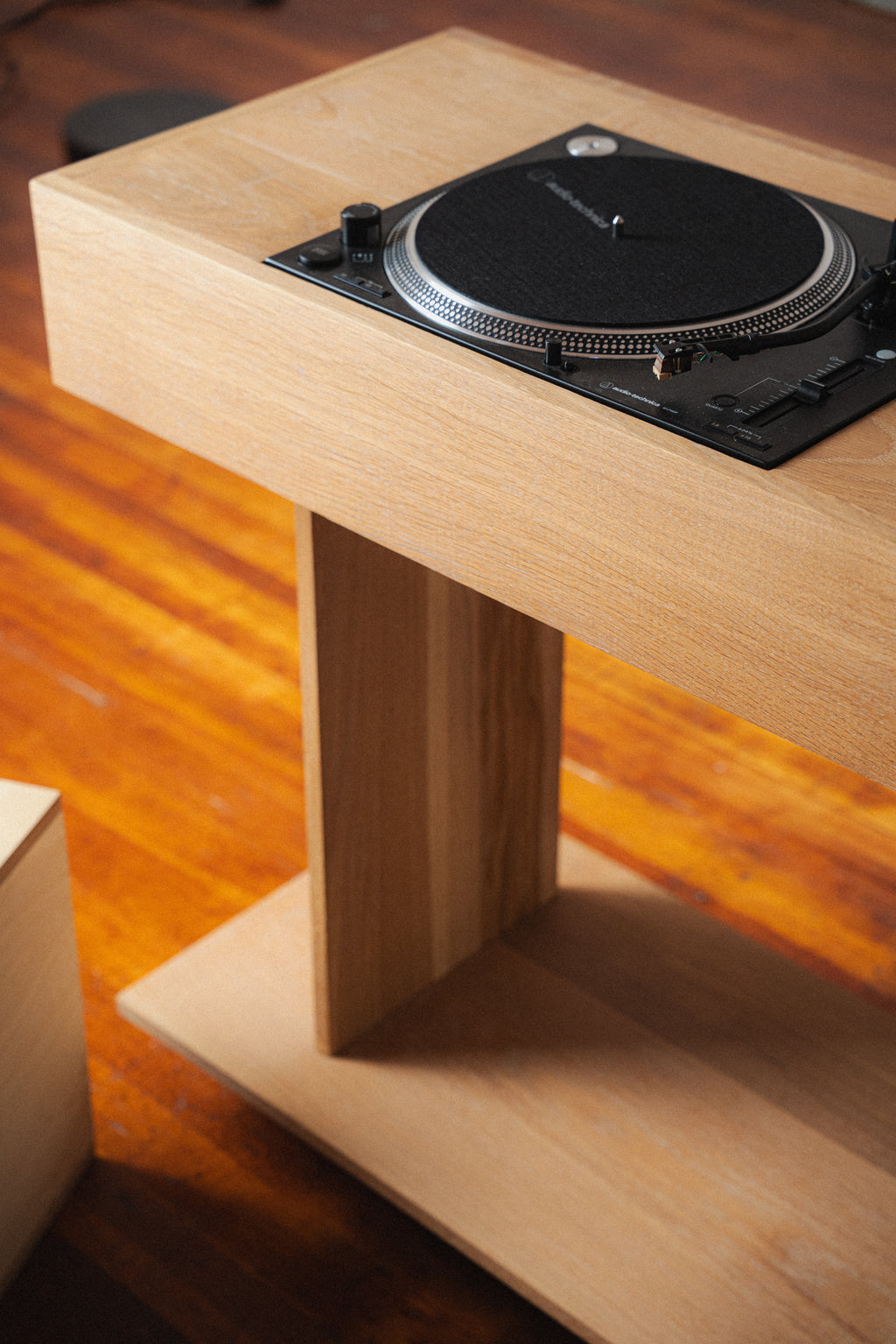 White Oak Record Table & Speakers by Ara Suhadolnik