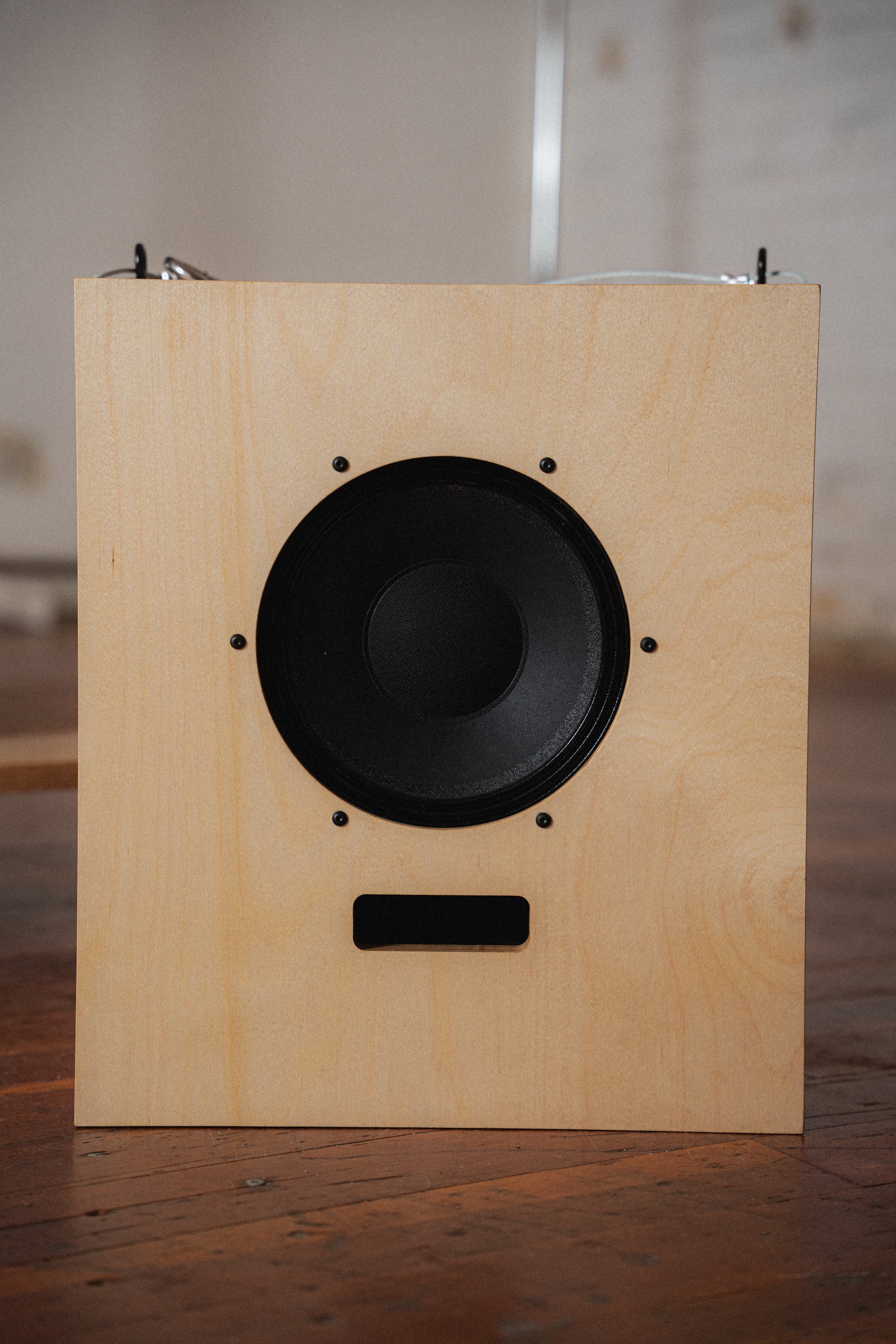 White Oak Record Table & Speakers by Ara Suhadolnik