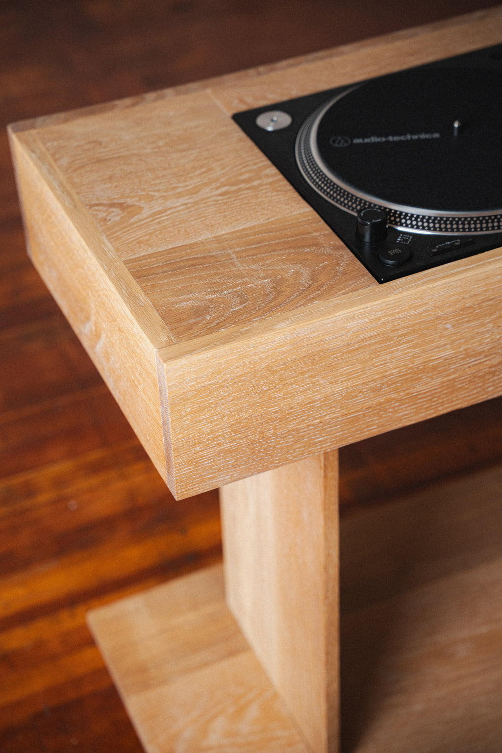 White Oak Record Table & Speakers by Ara Suhadolnik