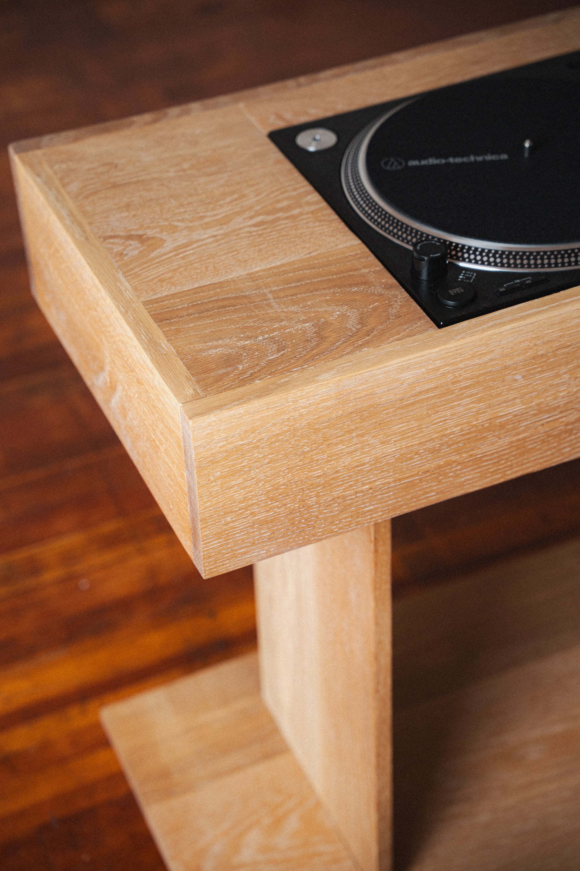 White Oak Record Table & Speakers by Ara Suhadolnik