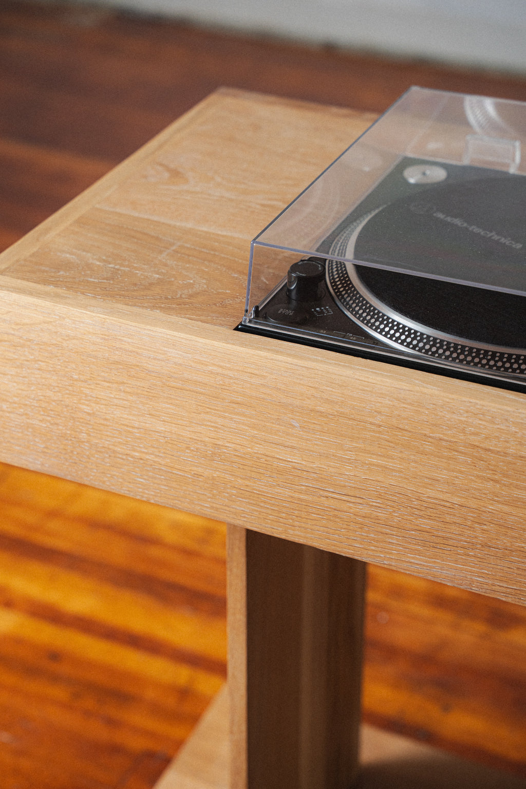 White Oak Record Table & Speakers by Ara Suhadolnik