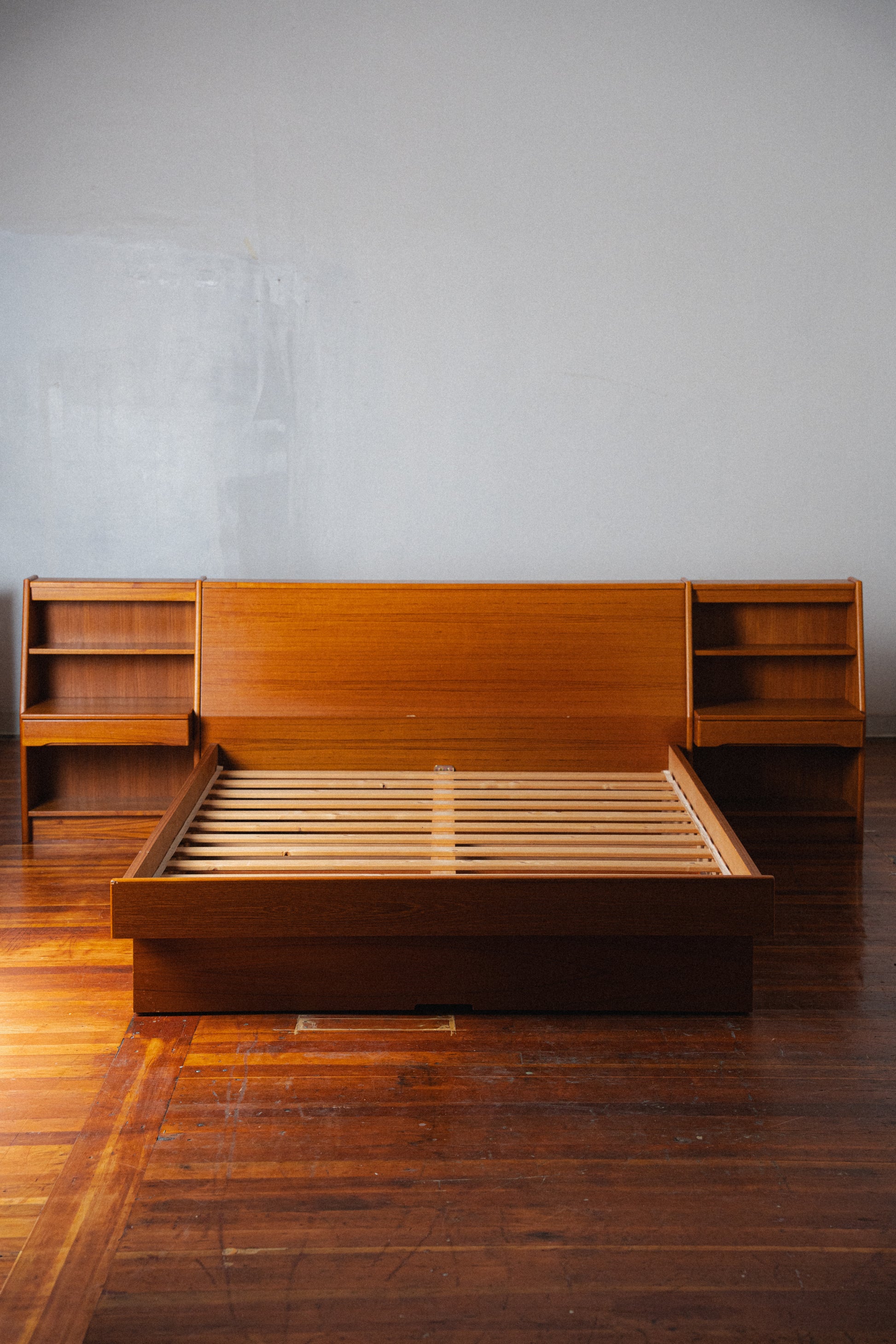 Danish Teak Queen Bed w/ Nightstands by Scan Design