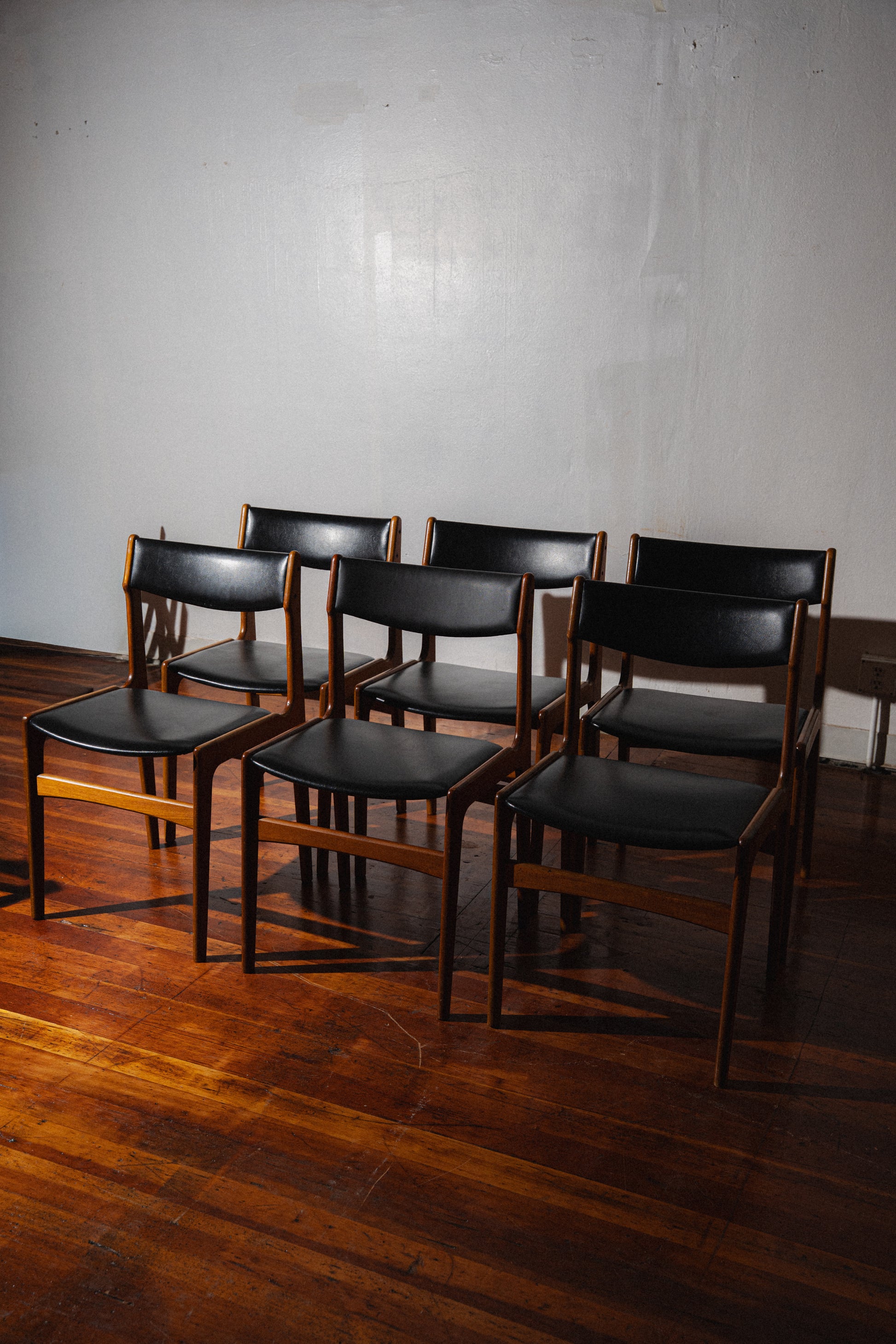 Danish Teak & Leather Dining Chairs, Set of 6