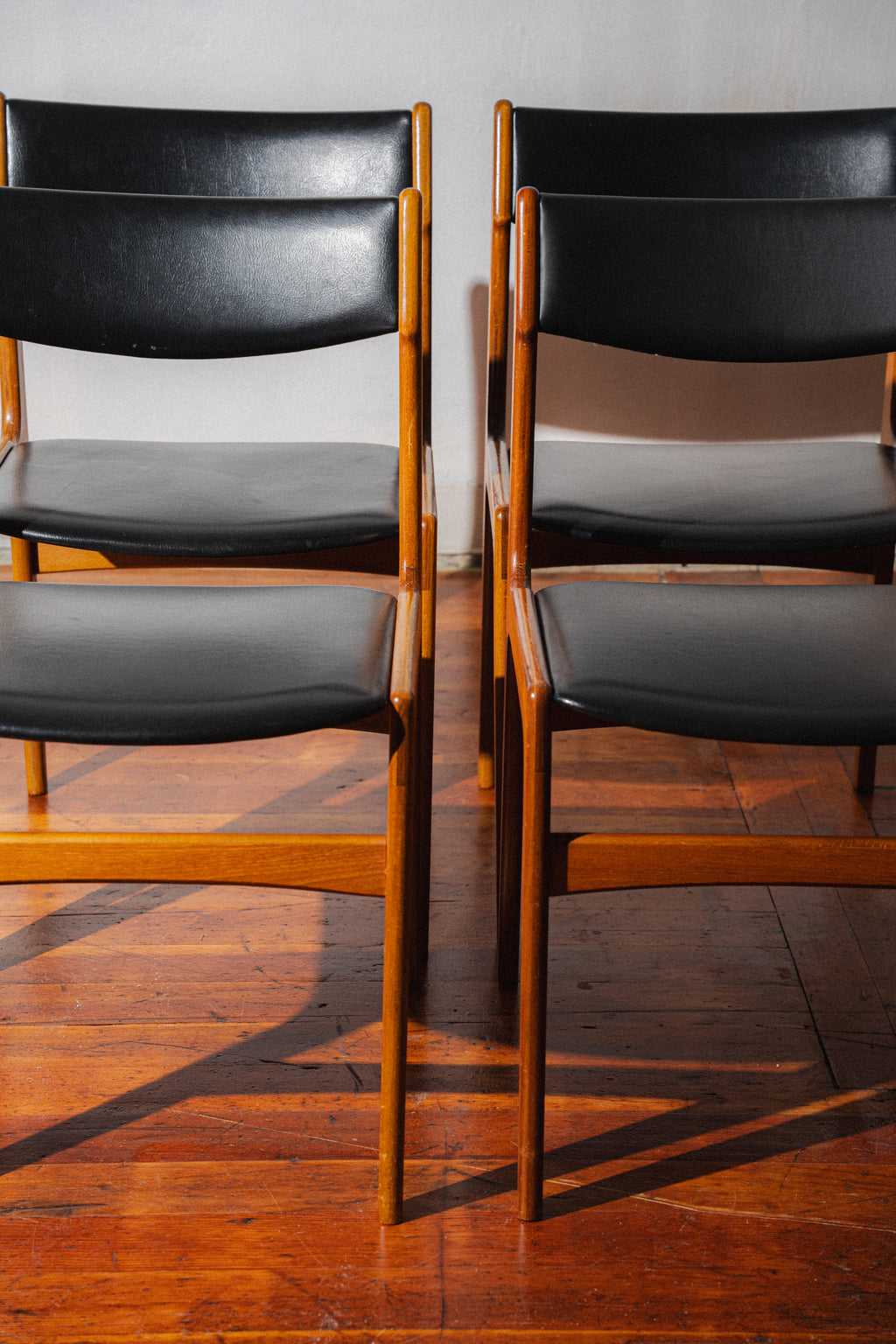 Danish Teak & Leather Dining Chairs, Set of 6