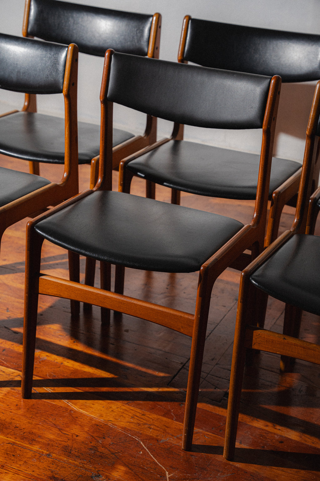 Danish Teak & Leather Dining Chairs, Set of 6
