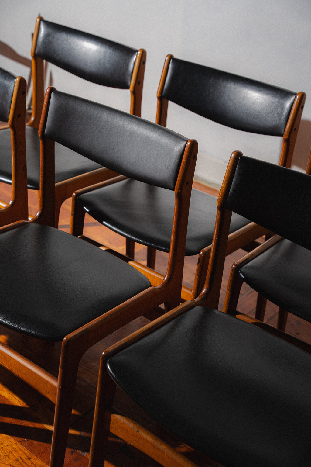 Danish Teak & Leather Dining Chairs, Set of 6