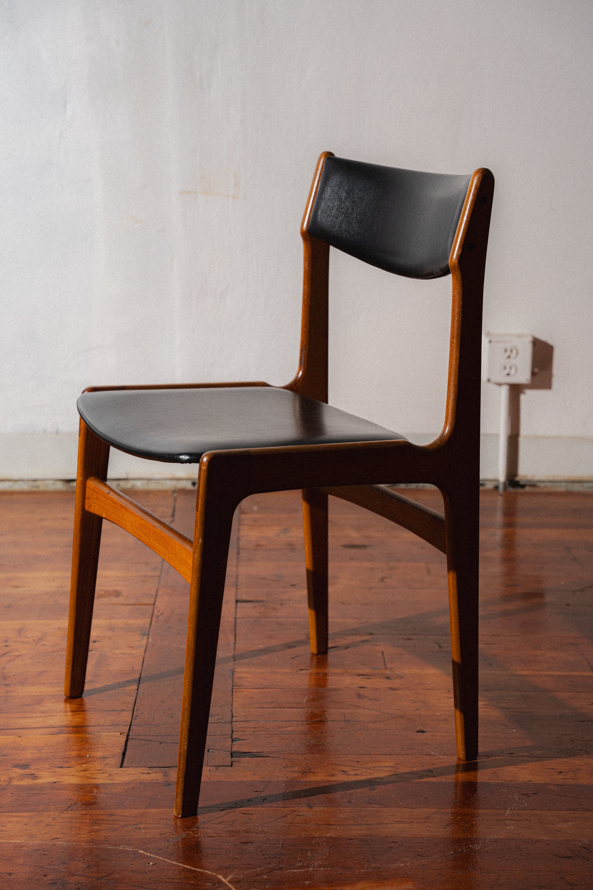 Danish Teak & Leather Dining Chairs, Set of 6
