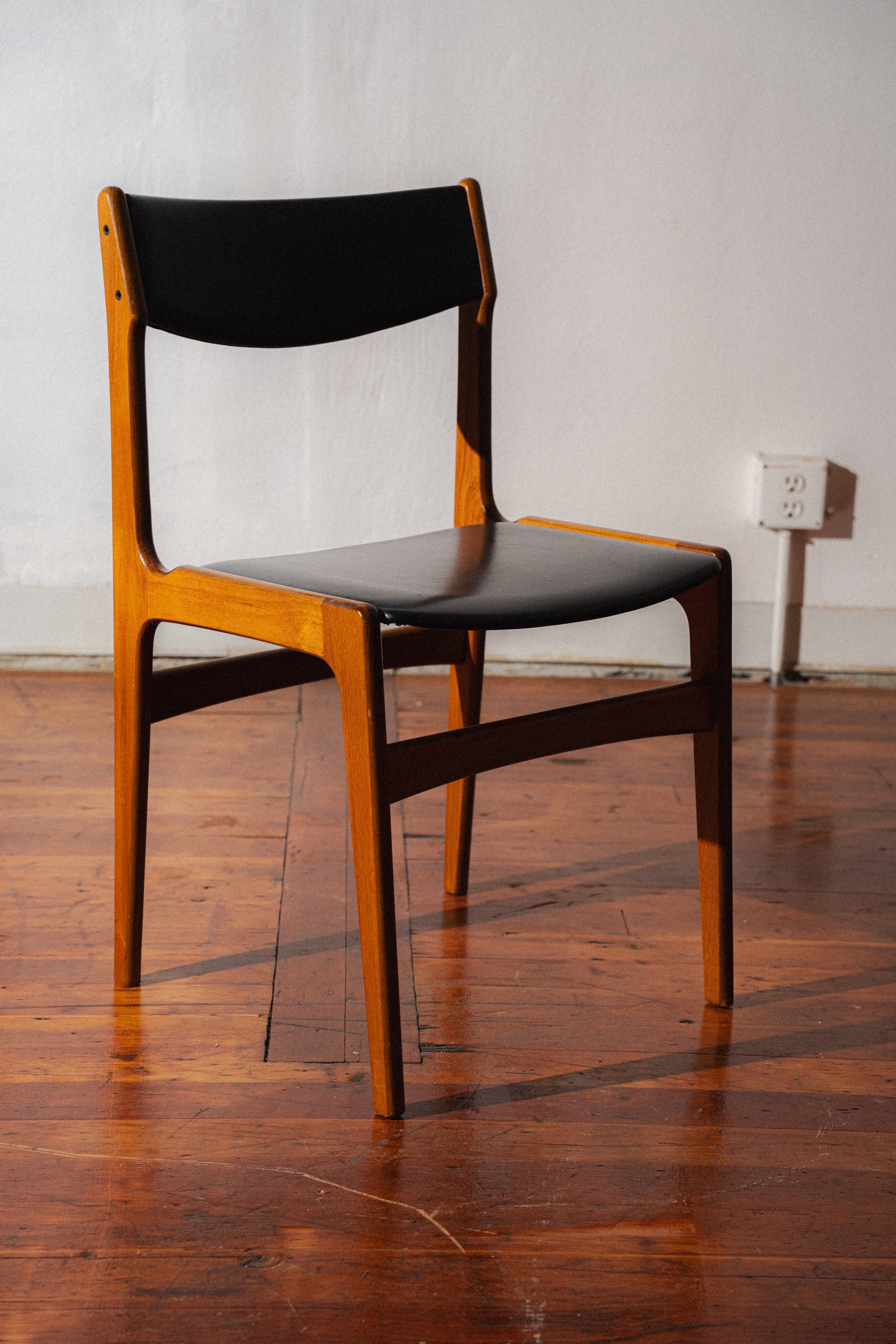 Danish Teak & Leather Dining Chairs, Set of 6