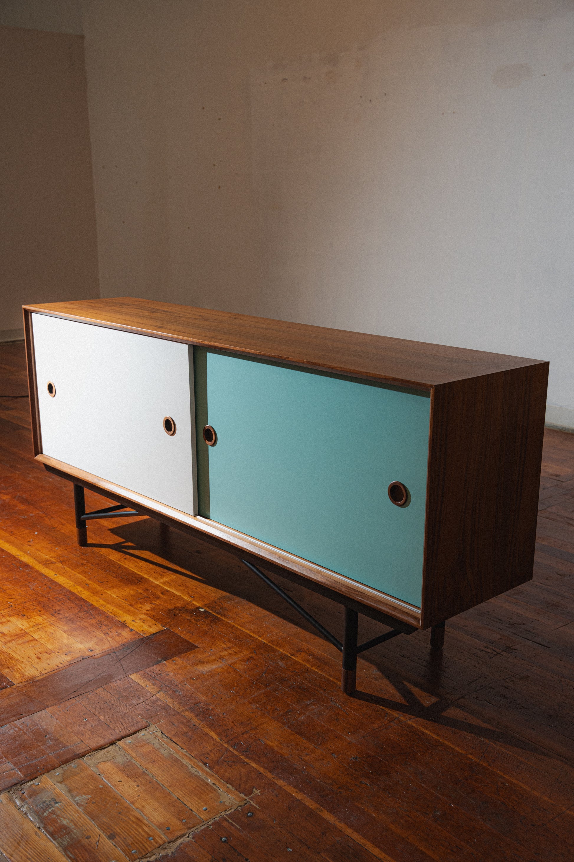 Finn Juhl Style Sideboard, Walnut & Blue